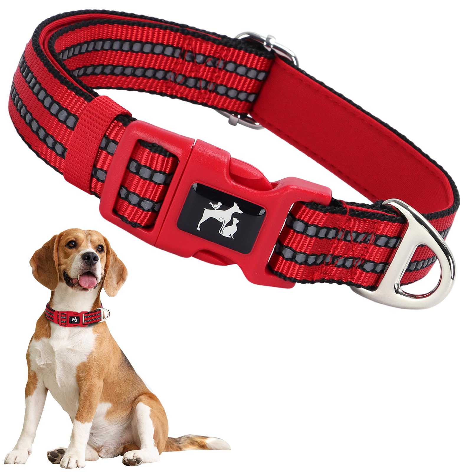 Onefojojo Girl Dog Collar,Reflective Dog Collars With Soft Neoprene Breathable Quick Release Basic Dog Collars For Medium Large 