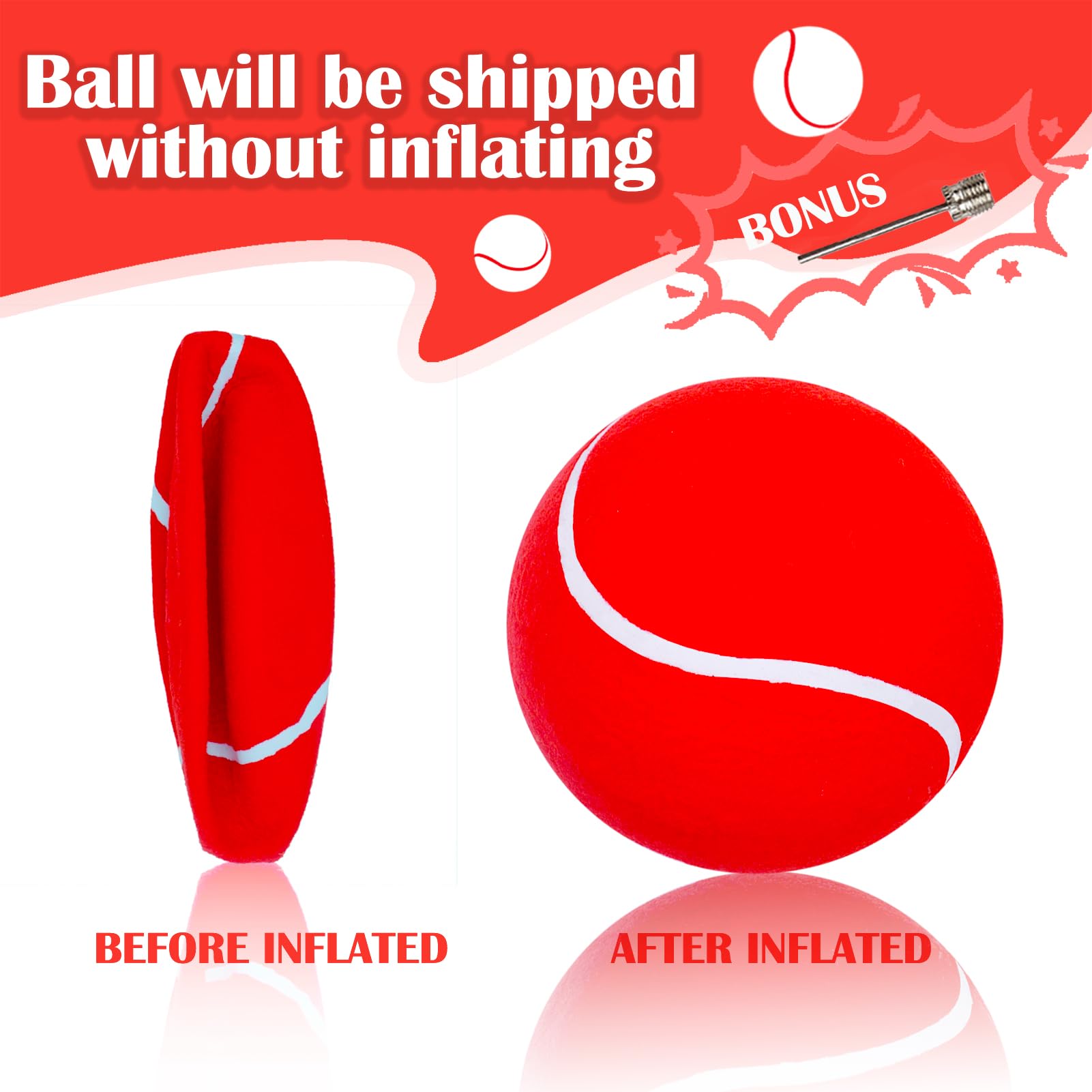 Banfeng Giant 8'' Tennis Ball - Big Pet Toys, Interactive Dog Toy For Small To Large Dogs (Red, Medium)