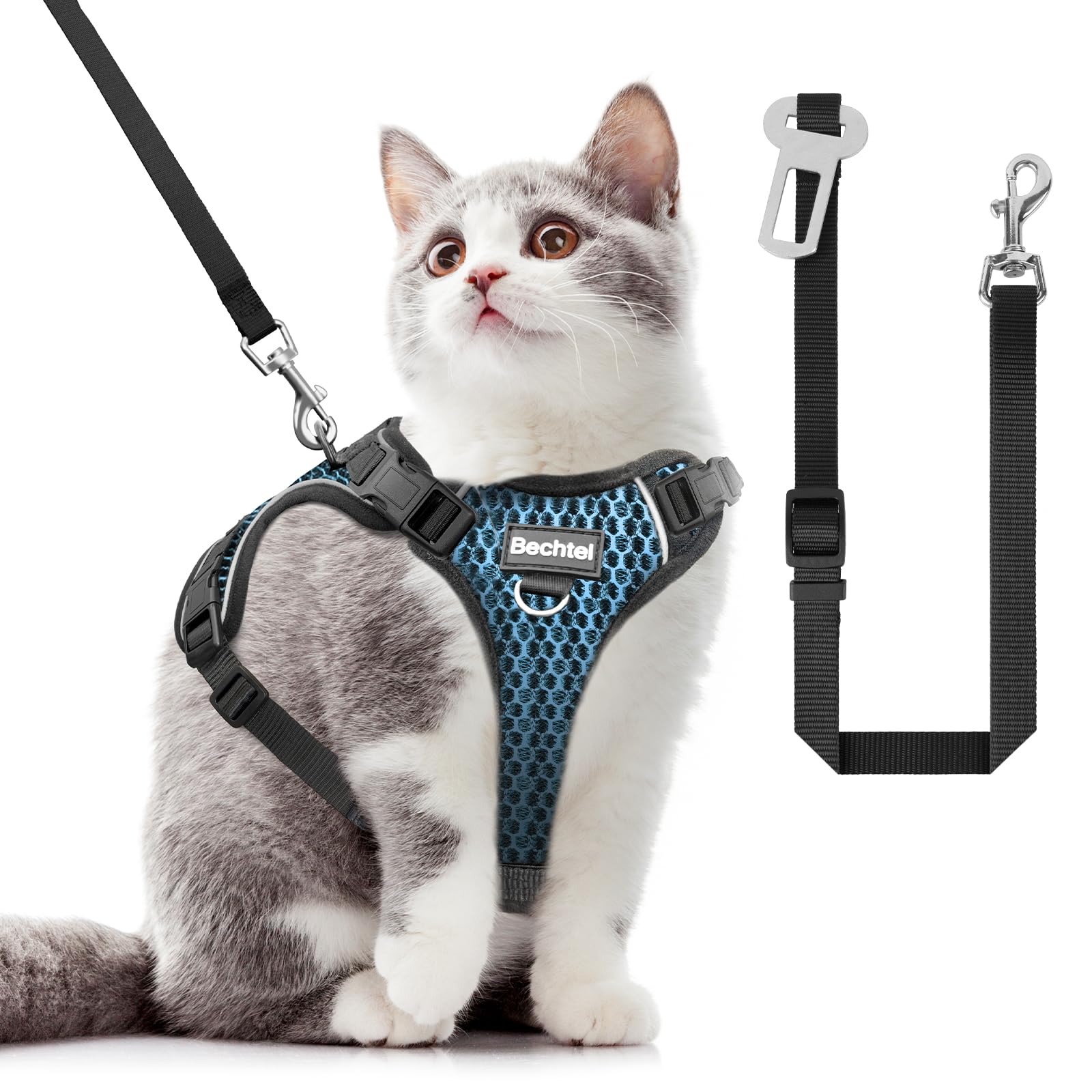 Cat Harness and Leash for Walking Escape Proof Soft Adjustable Cat Leash Breathable Honeycomb Structure Comfortable Vest Easy to