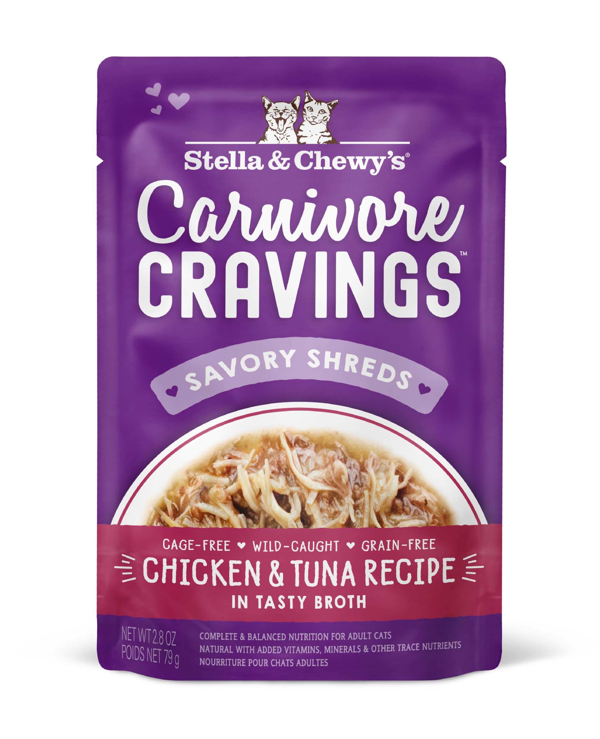 Stella & Chewys Carnivore Cravings Wet Cat Food - Premium Pouches - Grain Free, High Protein Chicken & Tuna - Perfect for Picky