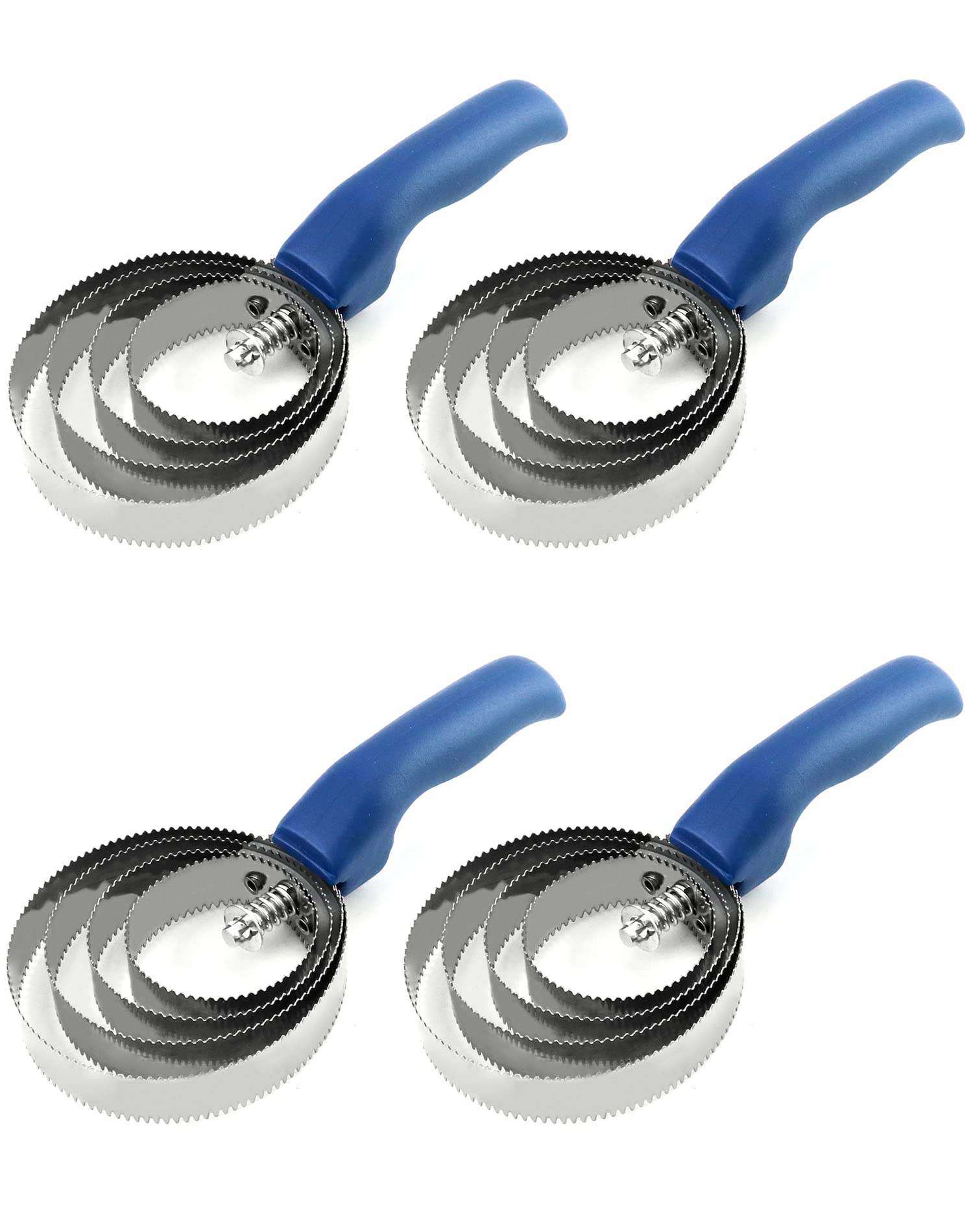 Qwork Reversible Stainless Steel Curry Comb With Soft Touch Grip, 4 Pack 4 Rings Double Sided Curry Combs