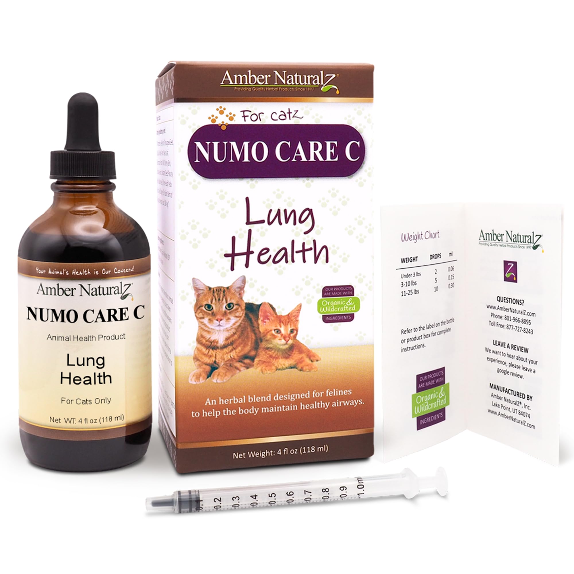 Amber NaturalZ Numo Care C Lung Health Herbal Supplement for Cats | Feline Herbal Supplement for Bronchial Support and Respirato