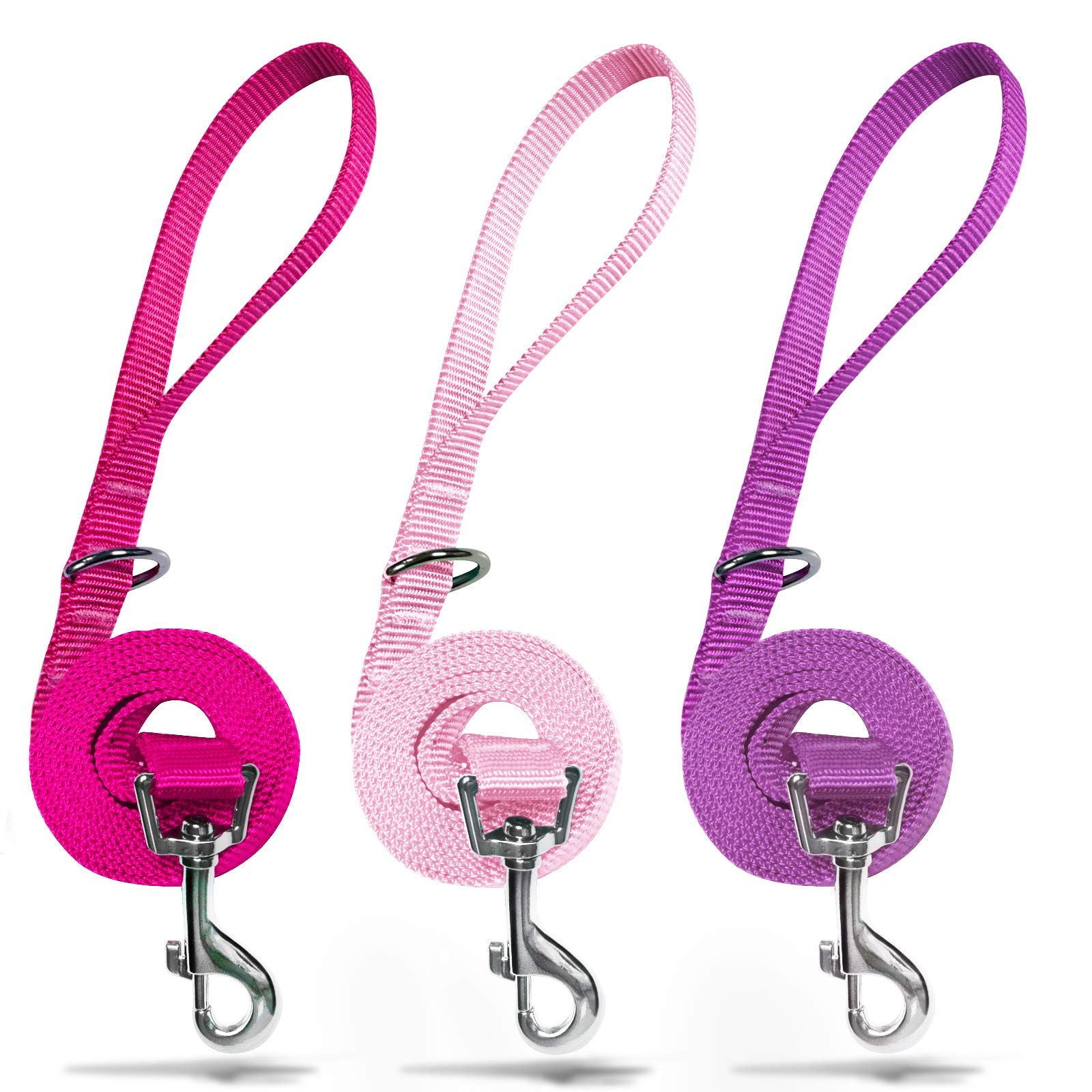 Azuza 3 Pack Nylon Dog Leashes,Strong & Durable Basic Style Leash With Easy To Use Collar Hook,Available In Multiple Lengths For