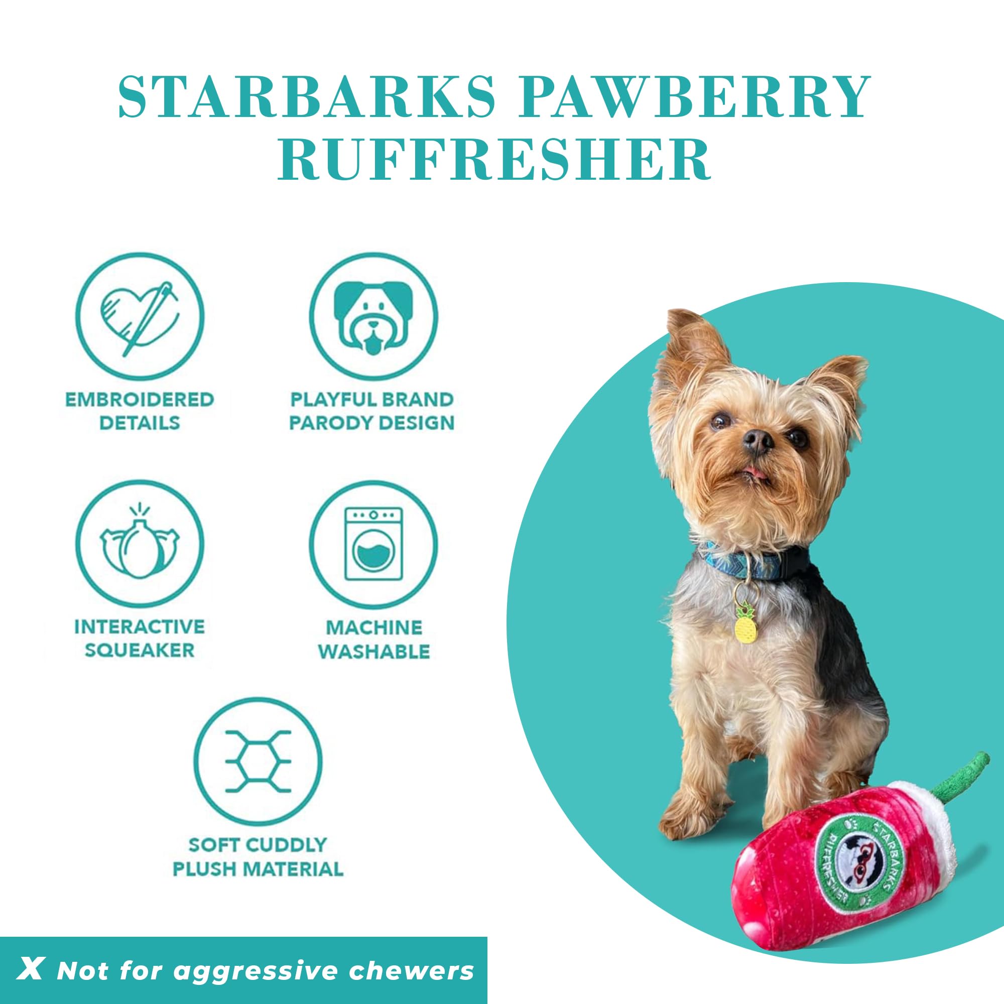 Haute Diggity Dog Starbarks Ruffresher, Plush Designer Dog Toys With Interactive Squeaker, Stimulating Pet Enrichment, Machine-W