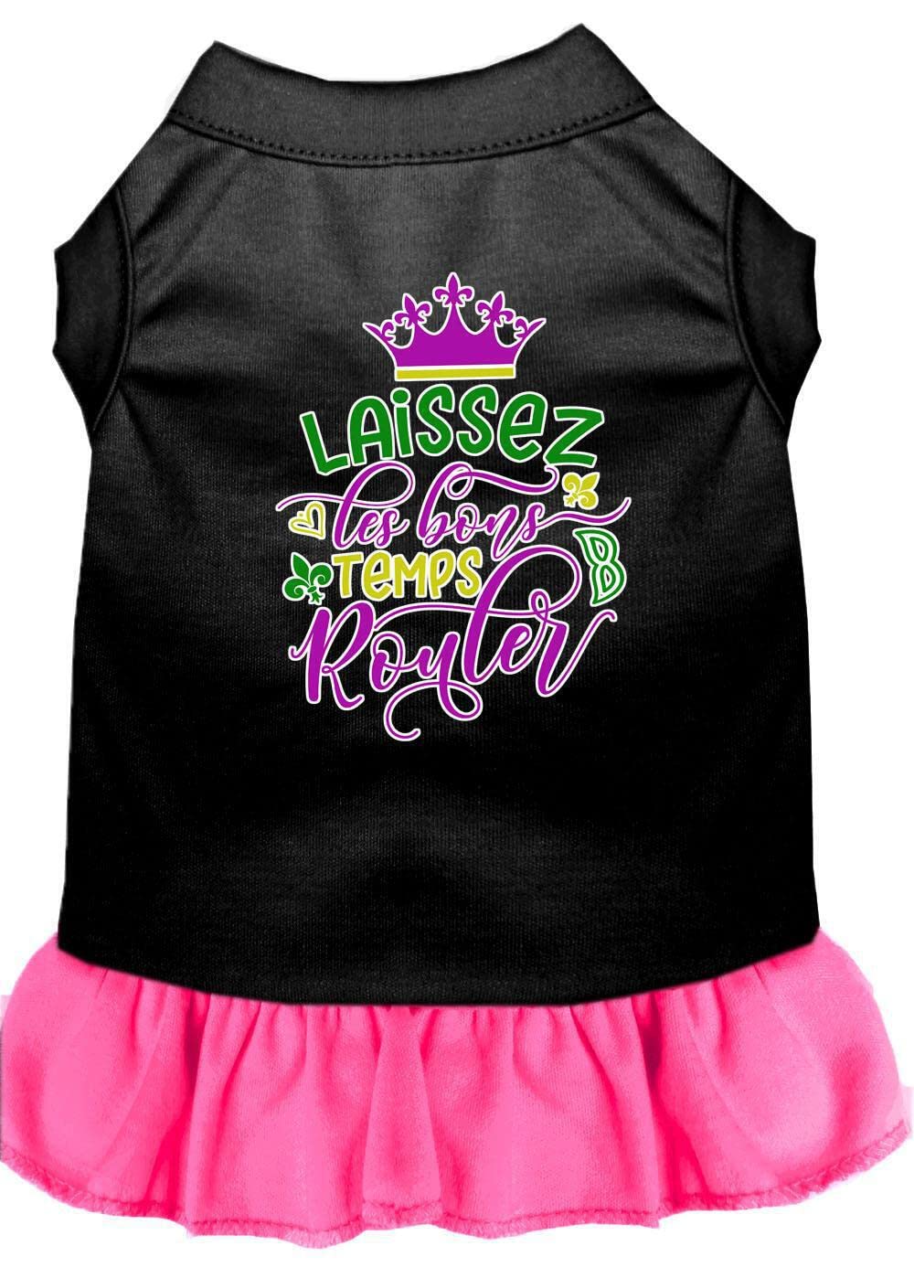 Pet Dog and Cat Dress Screen Printed, "Laissez Les Bons Temps Rouler" Purple 2XL (20-25 lbs.)