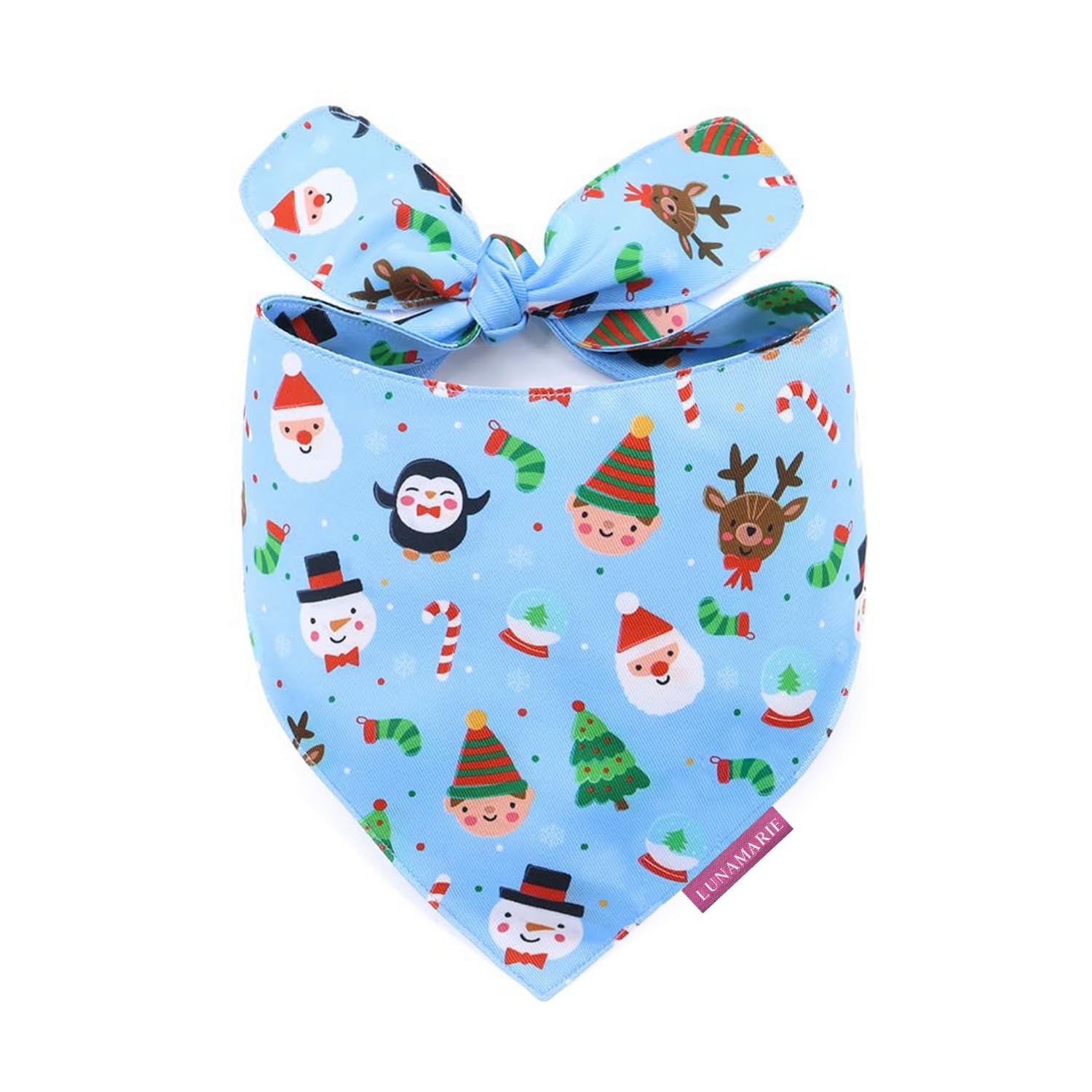 Lunamarie - Luxury Pet Birthday Bandanas -Premium & Silky Poly Fabric | 100% Handmade | Custom Shape Dual Layered (Santa'S North