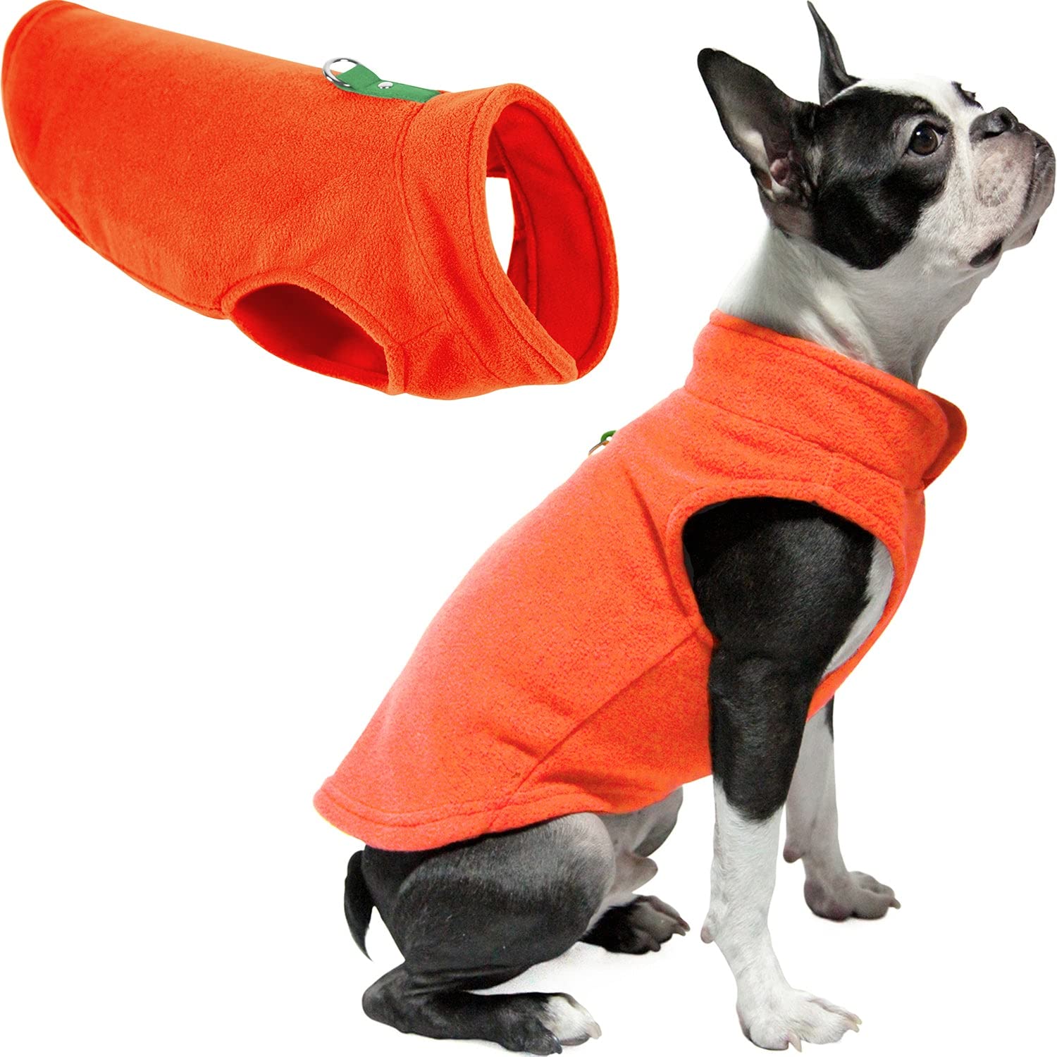 Gooby - Fleece Vest, Small Dog Pullover Fleece Jacket With Leash Ring, Pumpkin, X-Large