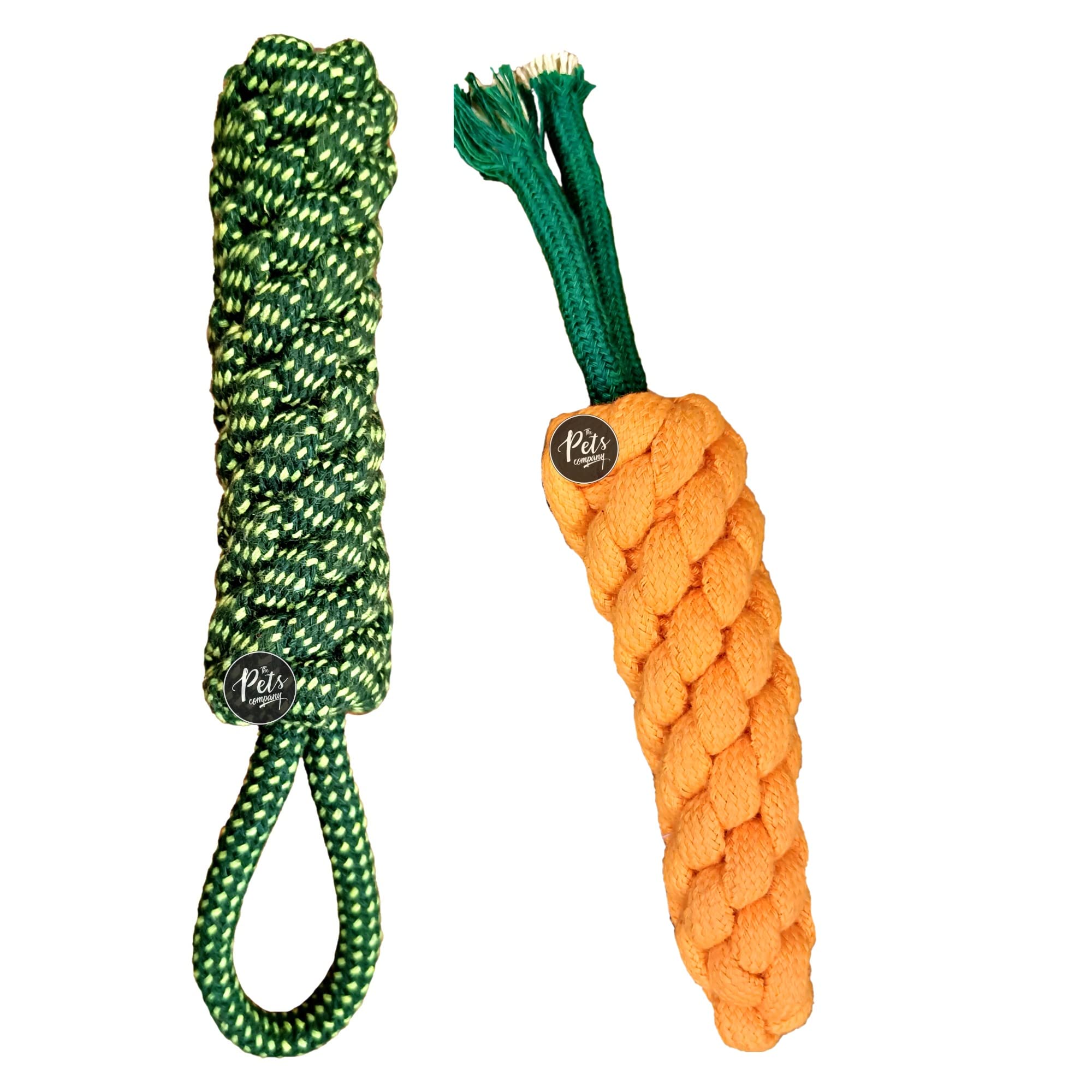 The Pets Company Dog Rope Toys For Puppy Teething & Training (Carrot + Tug Toy), Dog Toy Combo Of 2 For Small Dogs & Puppies