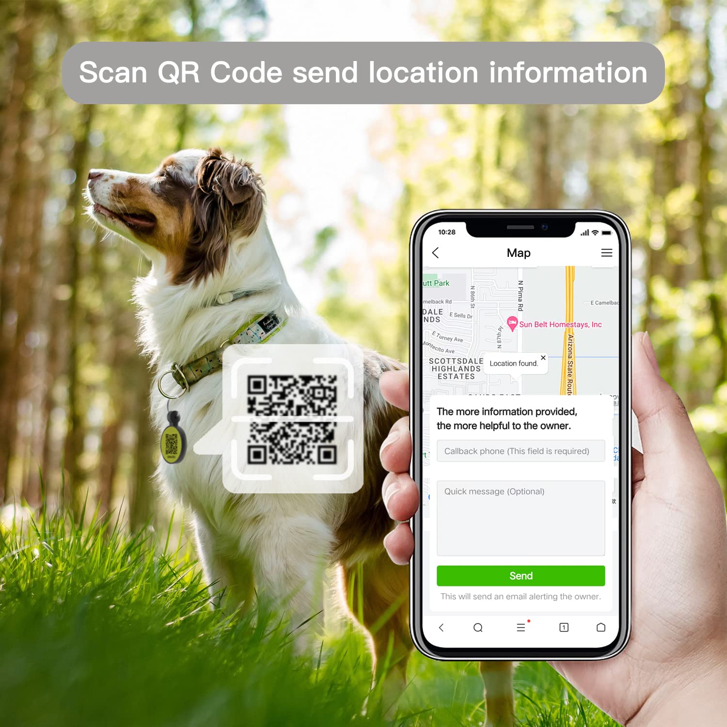 Whoseid Qr Code Dog Tag, Qr Code Pet Id Tag, Dog Id Tag, Waterproof Lightweight Silent Cat Tag, Modifiable Free Pet Online Profile, Scan Qr Code Send Instant Pet Location Alert Email (Esa, Green)