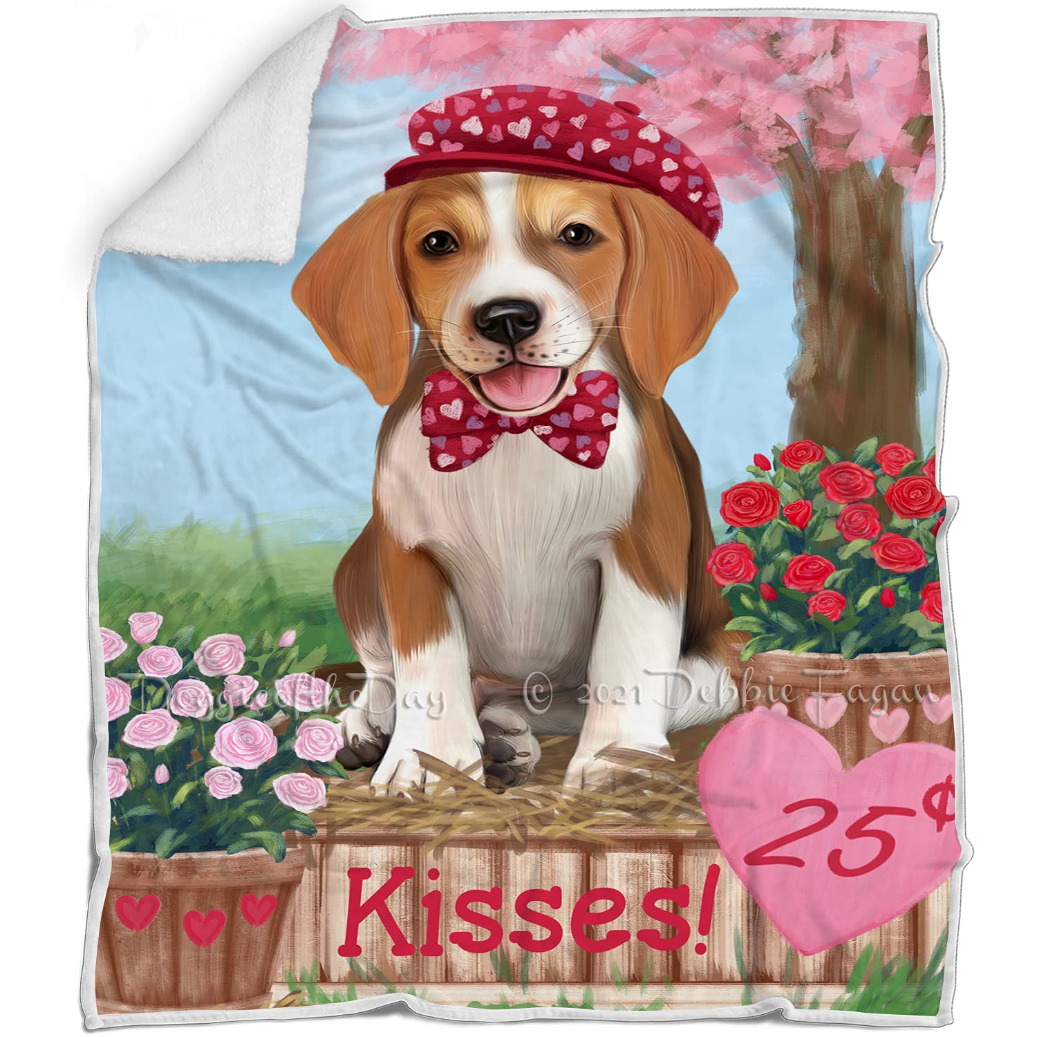 Rosie 25 Cent Kisses American English Foxhound Dog Blanket  Lightweight Soft Cozy and Durable Bed Blanket  Animal Theme Fuzzy 