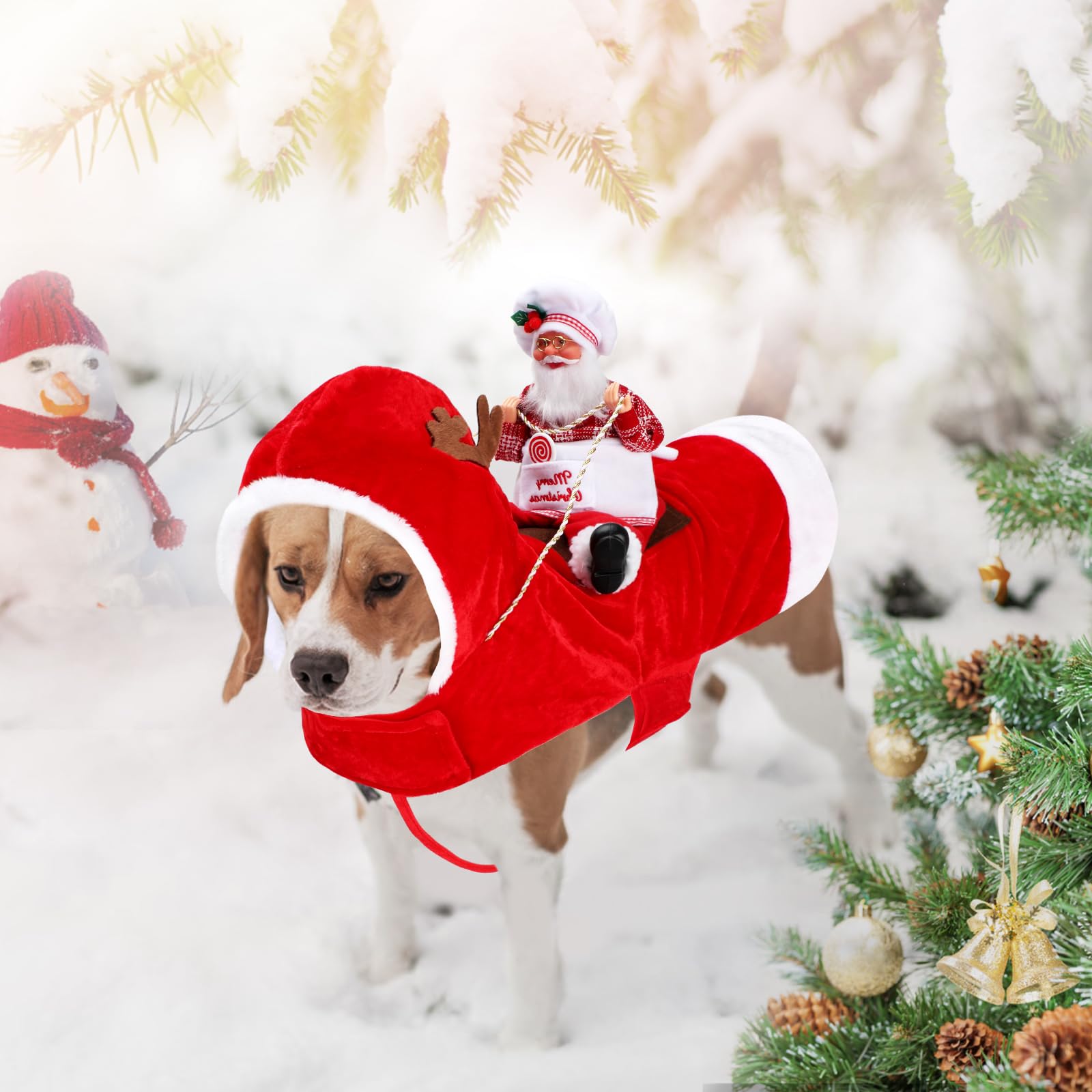 Bwogue Santa Dog Costume Christmas Pet Clothes Santa Claus Riding Pet Cosplay Costumes Party Dressing Up Dogs Cats Outfit For Sm