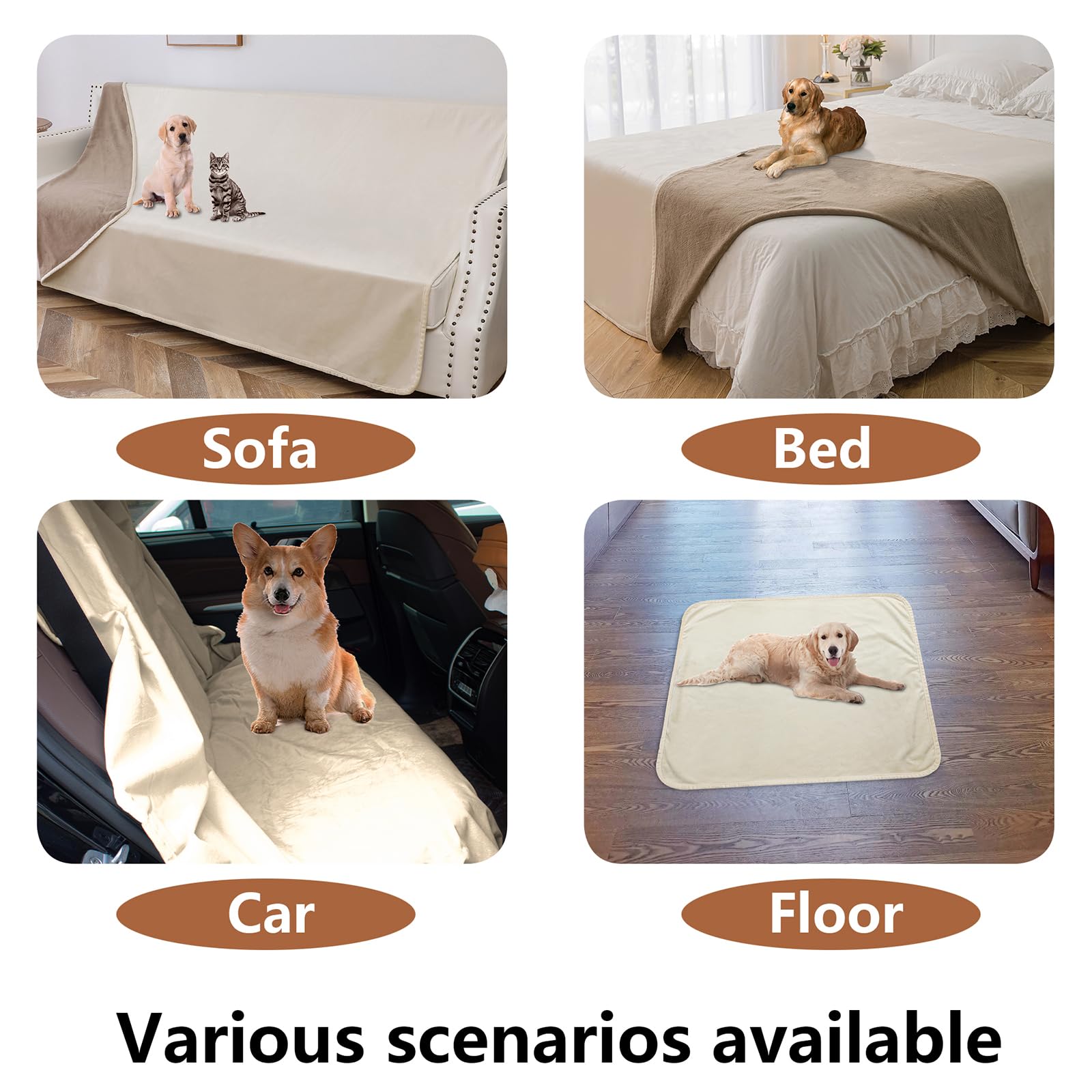 Tuffeel 100% Waterproof Dog Blanket,82x108 inches Soft Leak Proof Pet Couch Throw for Sofa, Bed Furniture Protector Covers from