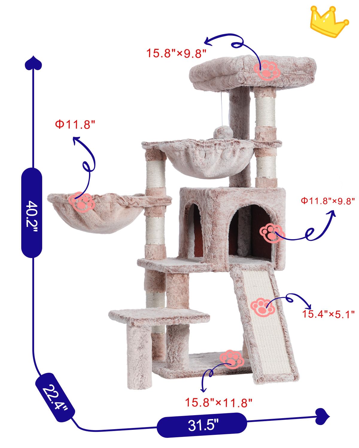 Gitelsnour Cat Tree for Small Cats/Kitten, Cat Tower with condo, 2 Baskets, Platform, Scratch Board, Cat Scratching Posts for In