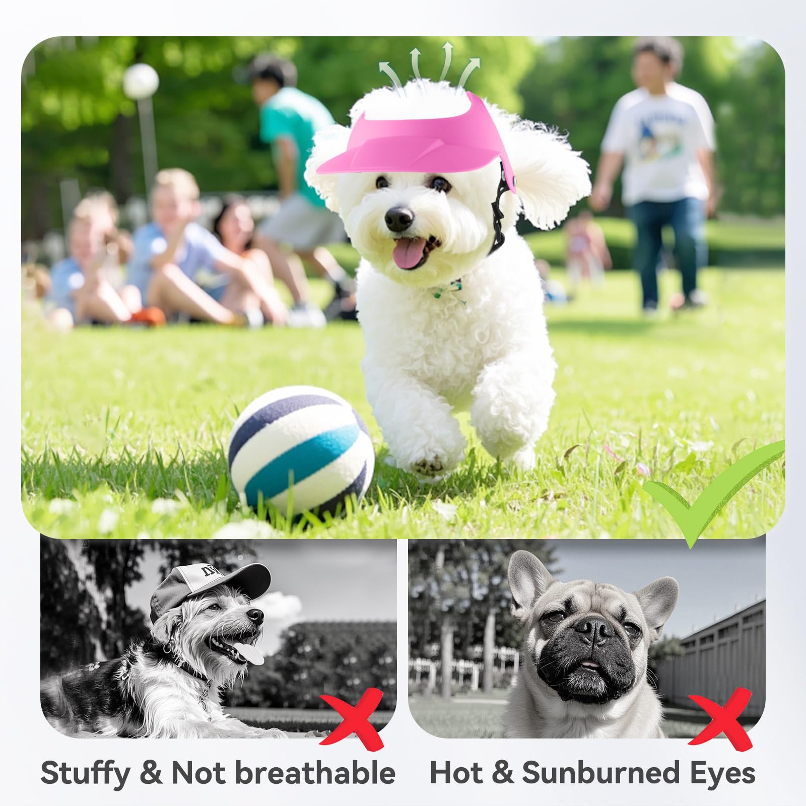 Billionchains Dog Hat For Small Breed Summer Cap With Ear Hole For Beach, Walking, Riding-Pink
