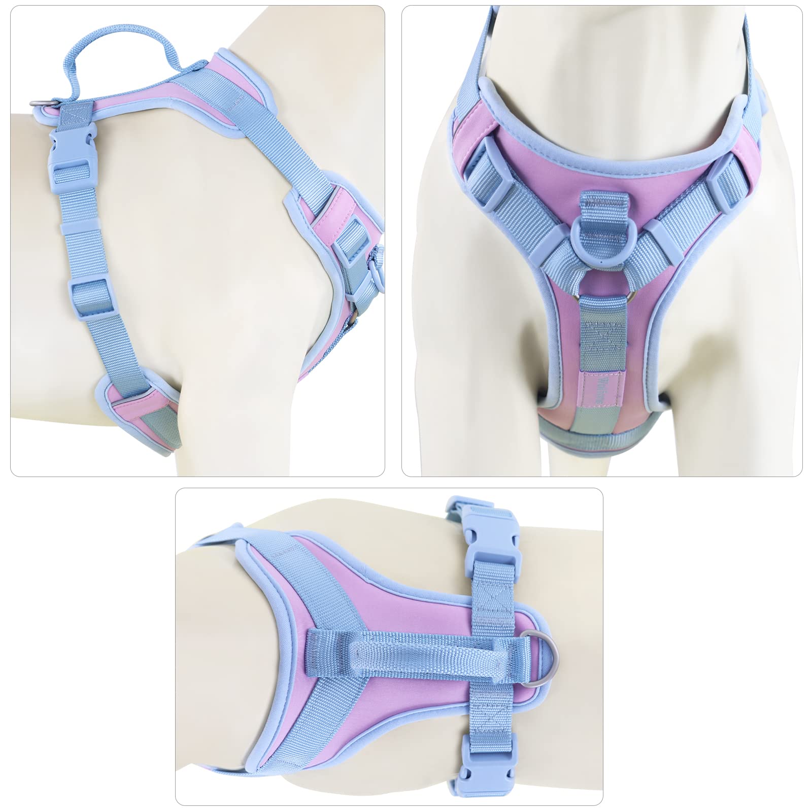 Wolfone No Pull Dog Harness Adjustable Soft Padded Pet Vest With Control Handle Adorable Daily Harness For Dogs(Sweet Lilac M)