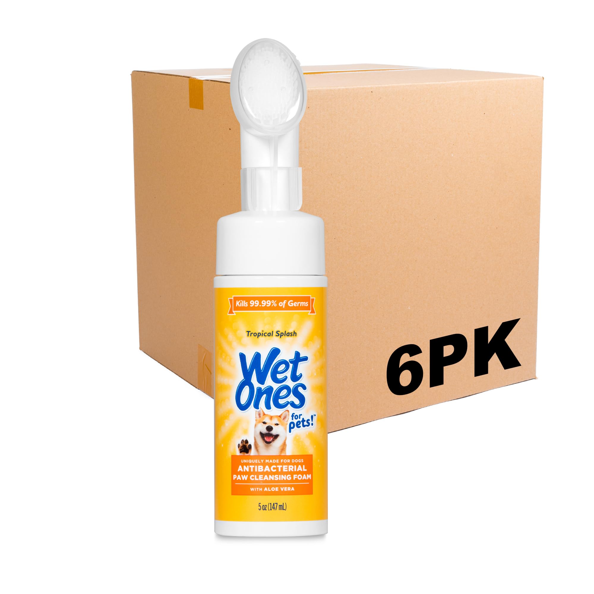 Wet Ones For Pets Antibacterial Dog Paw Cleansing Foam With Built-In Paw Scrubber Brush, Tropical Splash Scent | Dog Paw Cleaner