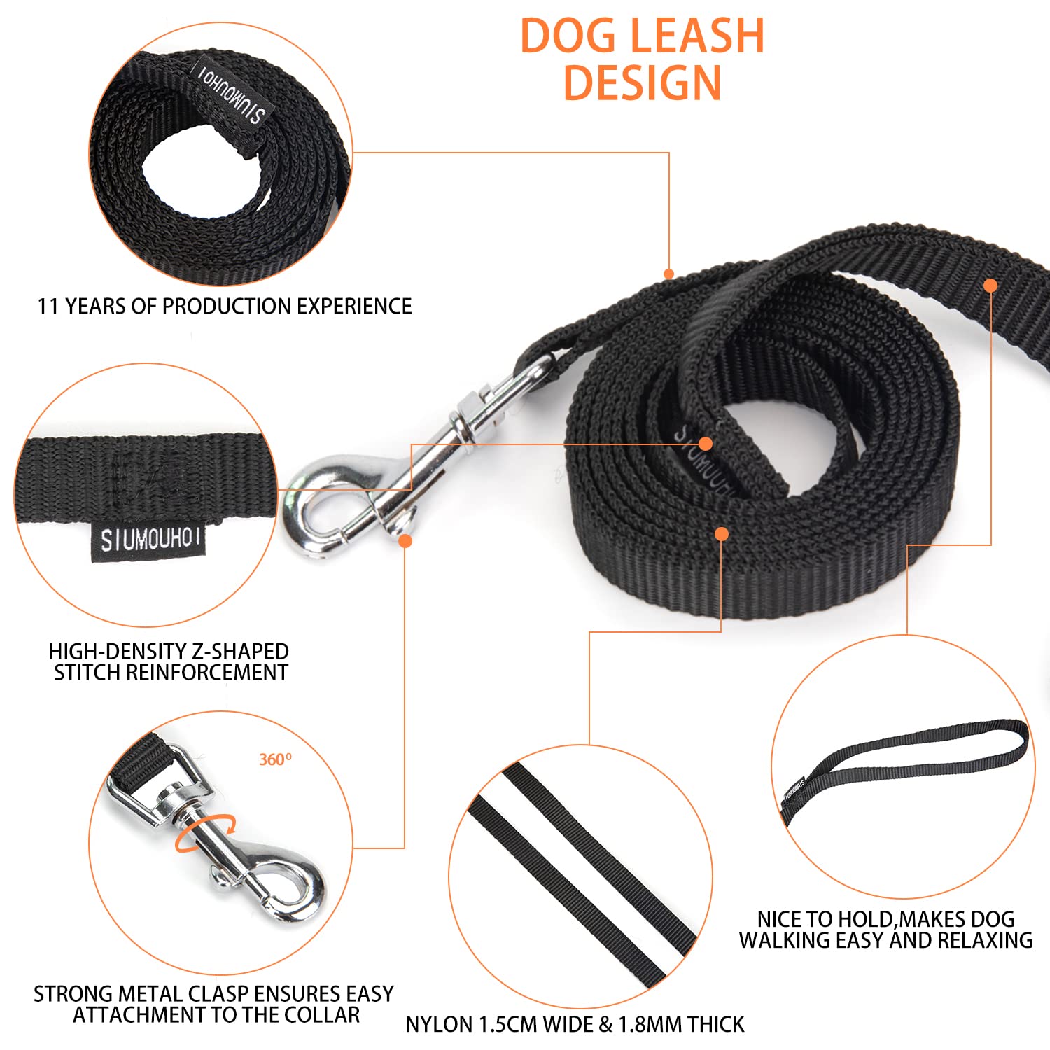 Siumouhoi 6 Ft Puppy Leashes, Strong Traditional Style Leash With Easy To Use Collar Hook,Dog Lead Great For Small And Medium An