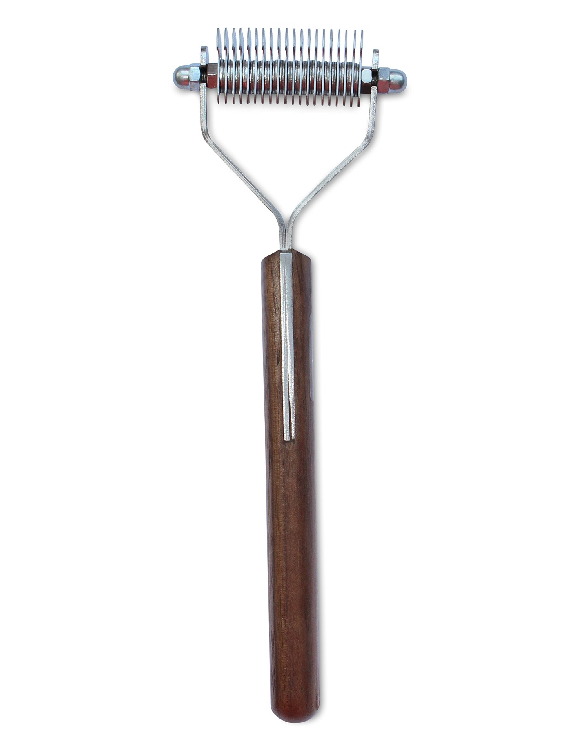 Mars Coat King Blunt Dematting Undercoat Grooming Rake Stripper Tool For Dogs And Cats, Stainless Steel With Wooden Handle, Made