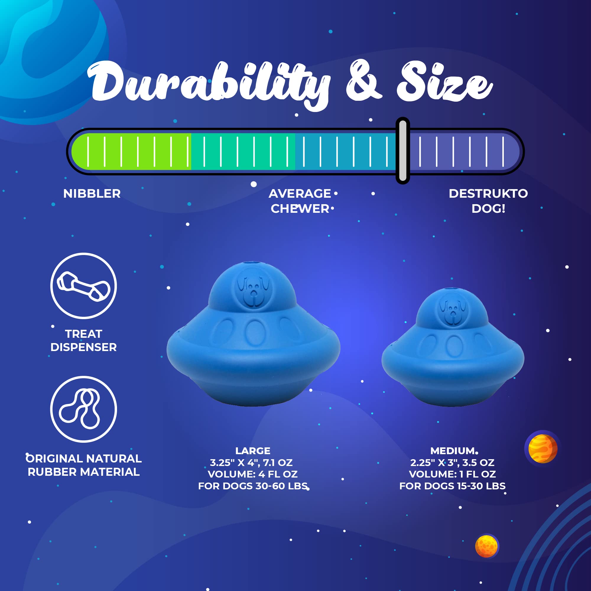 SN Flying Saucer Durable Rubber Chew Toy & Treat Dispenser