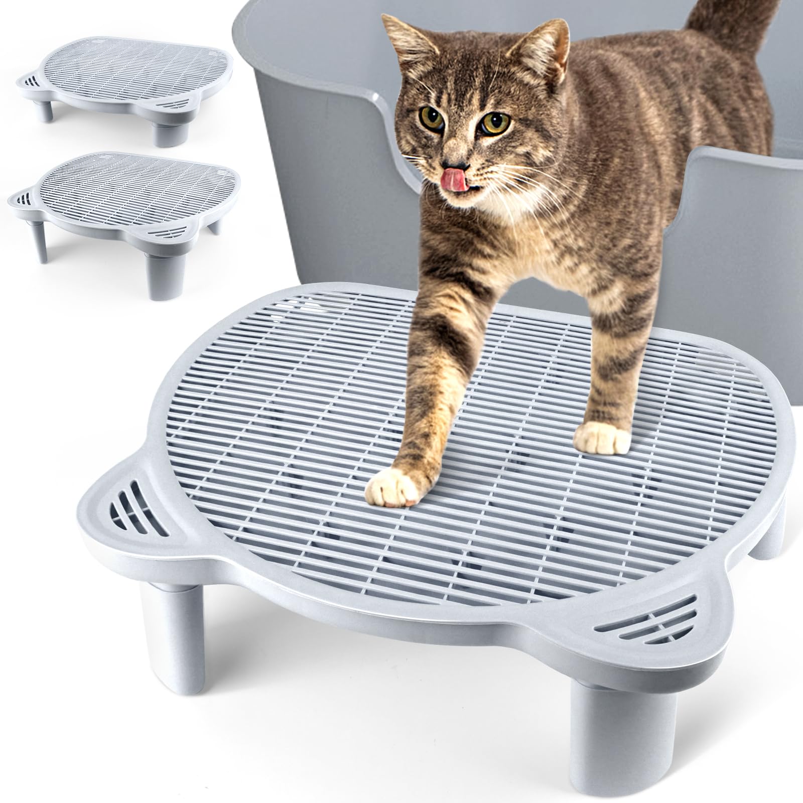Bartuke Adjustable Cat Ramp Litter Box Step Double Layer With Filter Function, Elevated Litter Box Ramp For Senior Cats Easy Cle