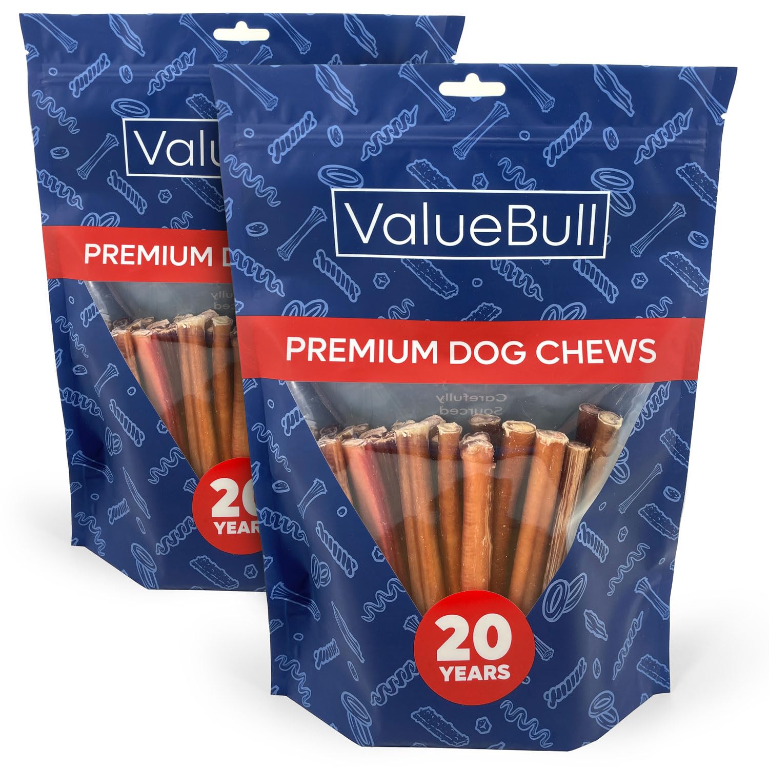 ValueBull Bully Sticks for Dogs, Thick 6 Inch, 50 Count - All Natural Dog Treats, 100% Beef Pizzles, Single Ingredient