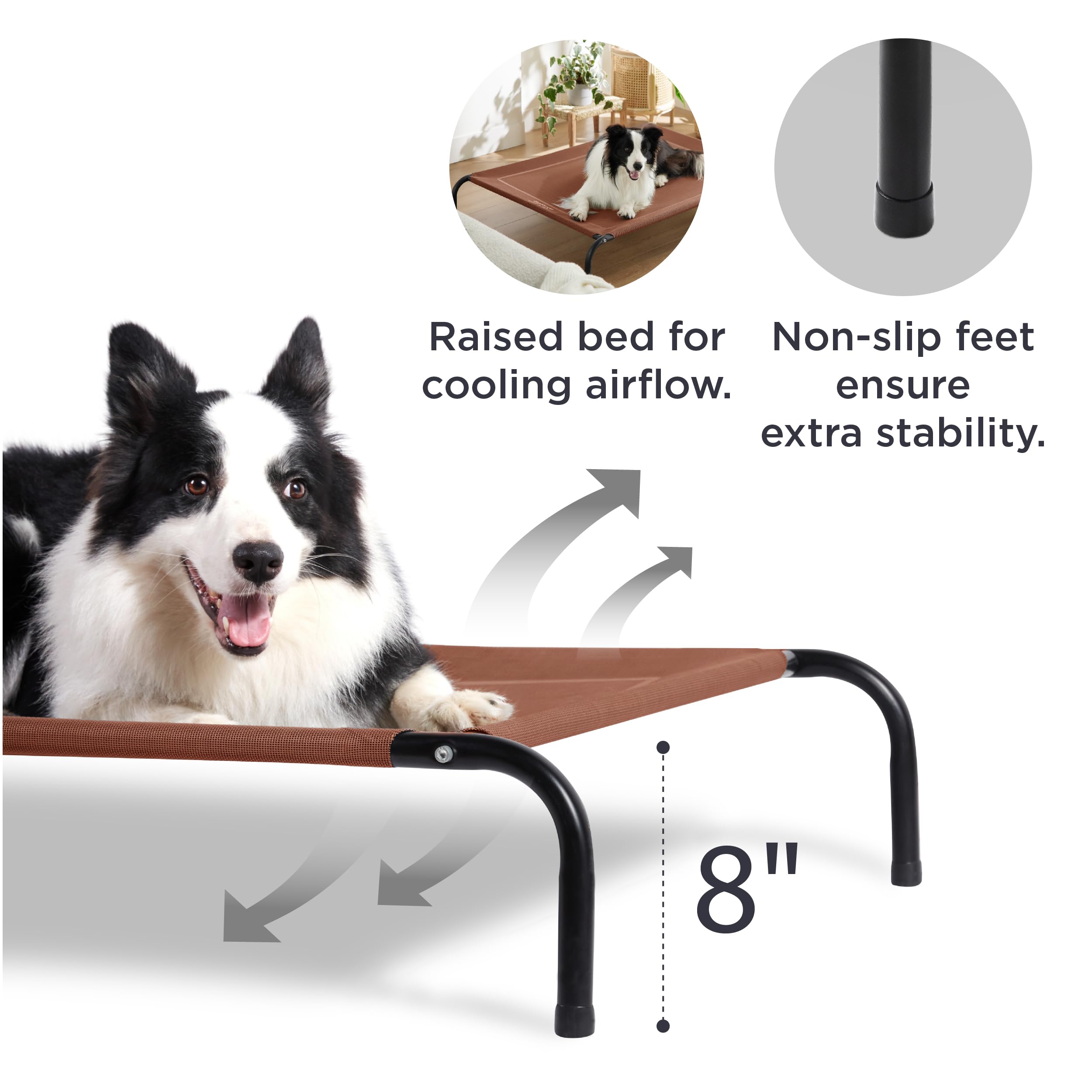 Bedsure Medium Elevated Cooling Outdoor Dog Bed - Raised Cots For Medium Dogs, Portable Indoor & Outdoor Pet Hammock Bed With Sk