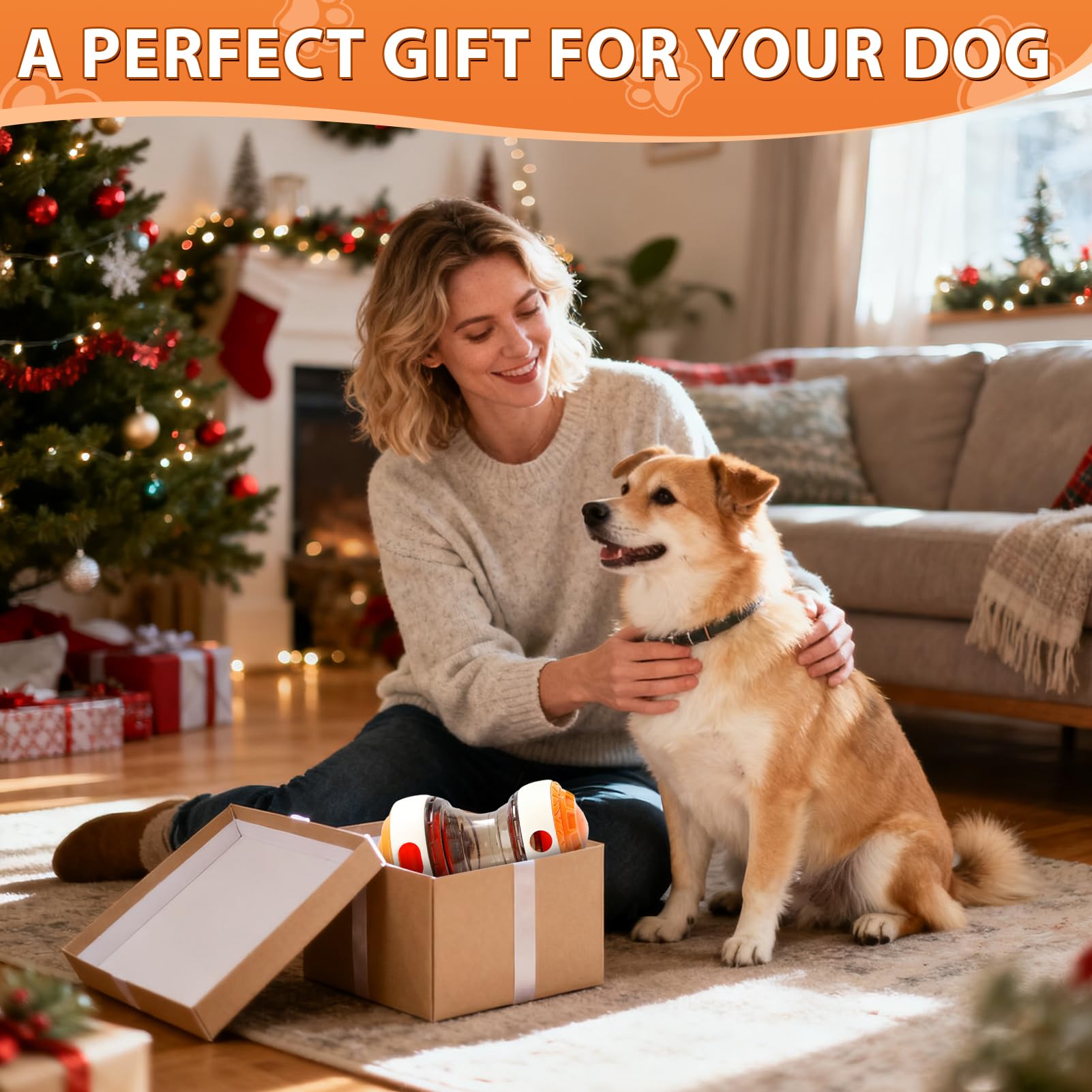 Dog Puzzle Toy - Adjustable Treat Dispensing Ball Food Dispenser Slow Feeder, Puppy Enrichment Training Toy, Pet Interactive Cha