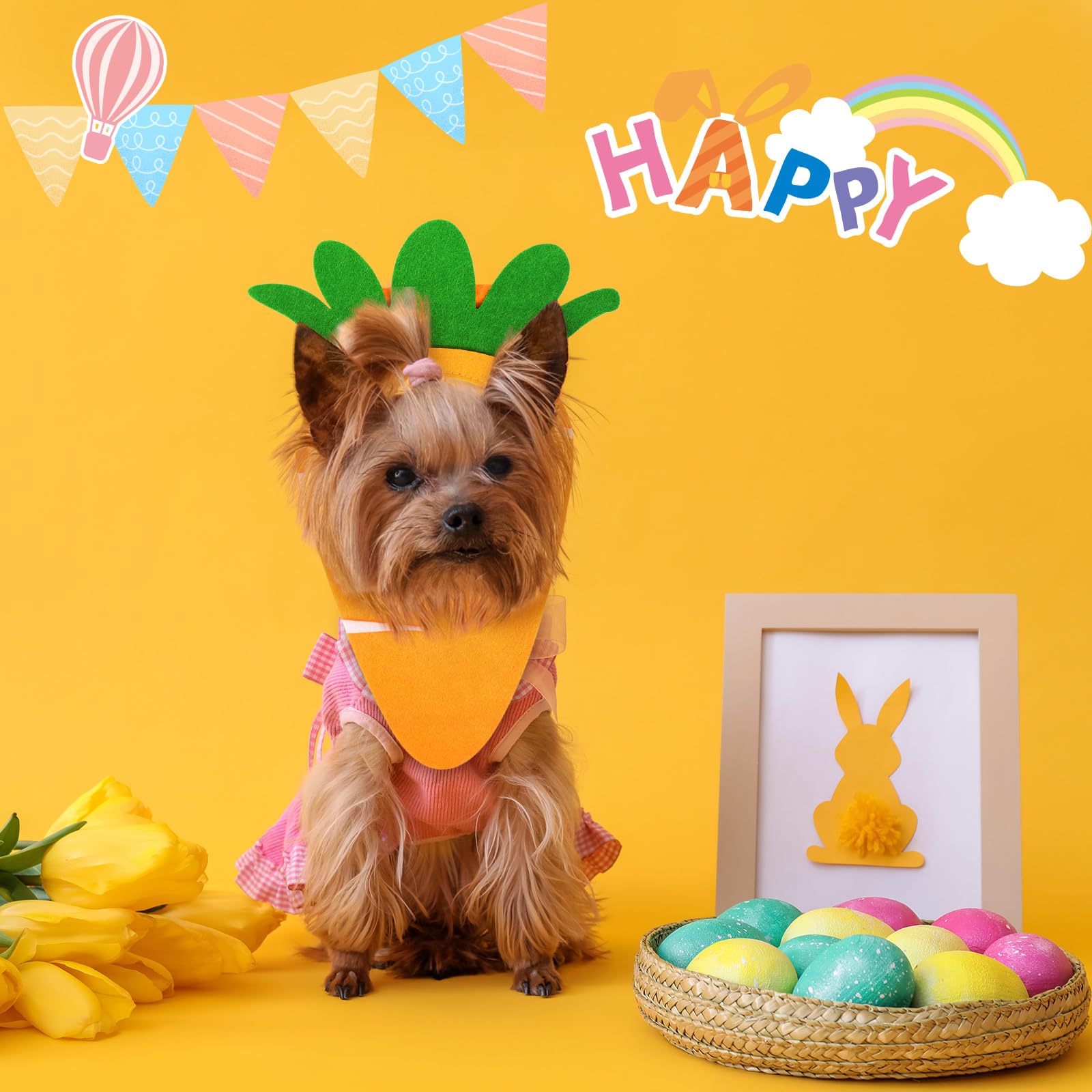 Huhumy 5 Pcs Halloween Cute Dog Adorable Costume Dog Photo Booth Props Adjustable Pet Fruit Shaped Hat Headgear Mane Outfit with