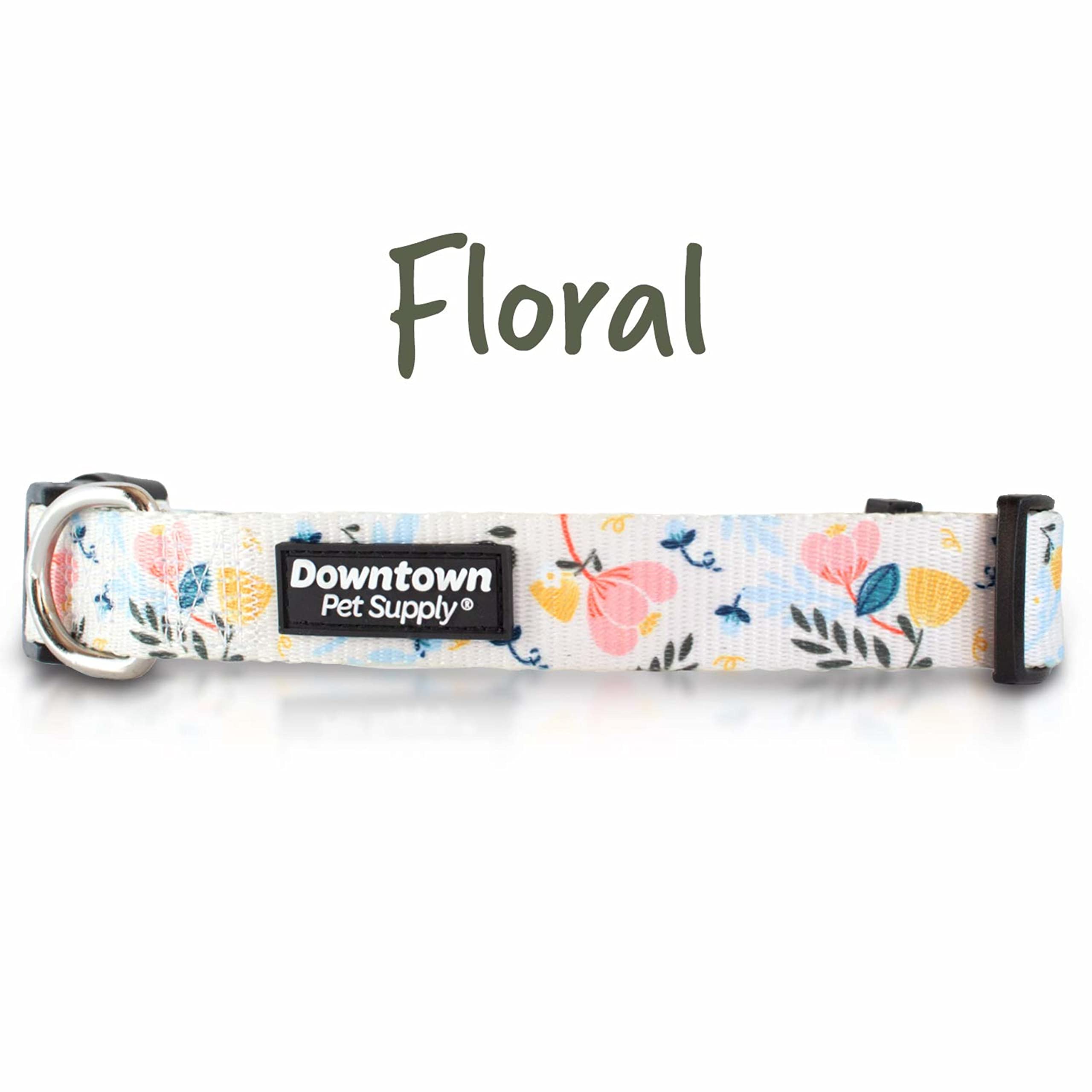 Downtown Pet Supply - Best & Fancy Dog Collar - Lightweight Adjustable With Quick Buckle & D-Ring - Hand Wash Safe - Floral - La
