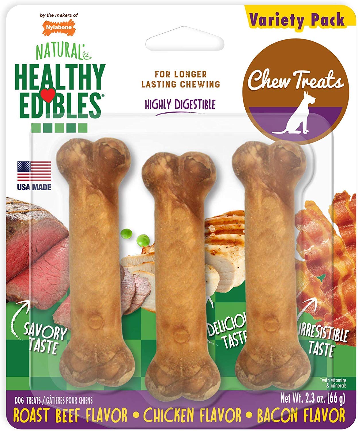 Nylabone Healthy Edible Assorted Petite Dog Treat (3 Pack) [Set of 2]