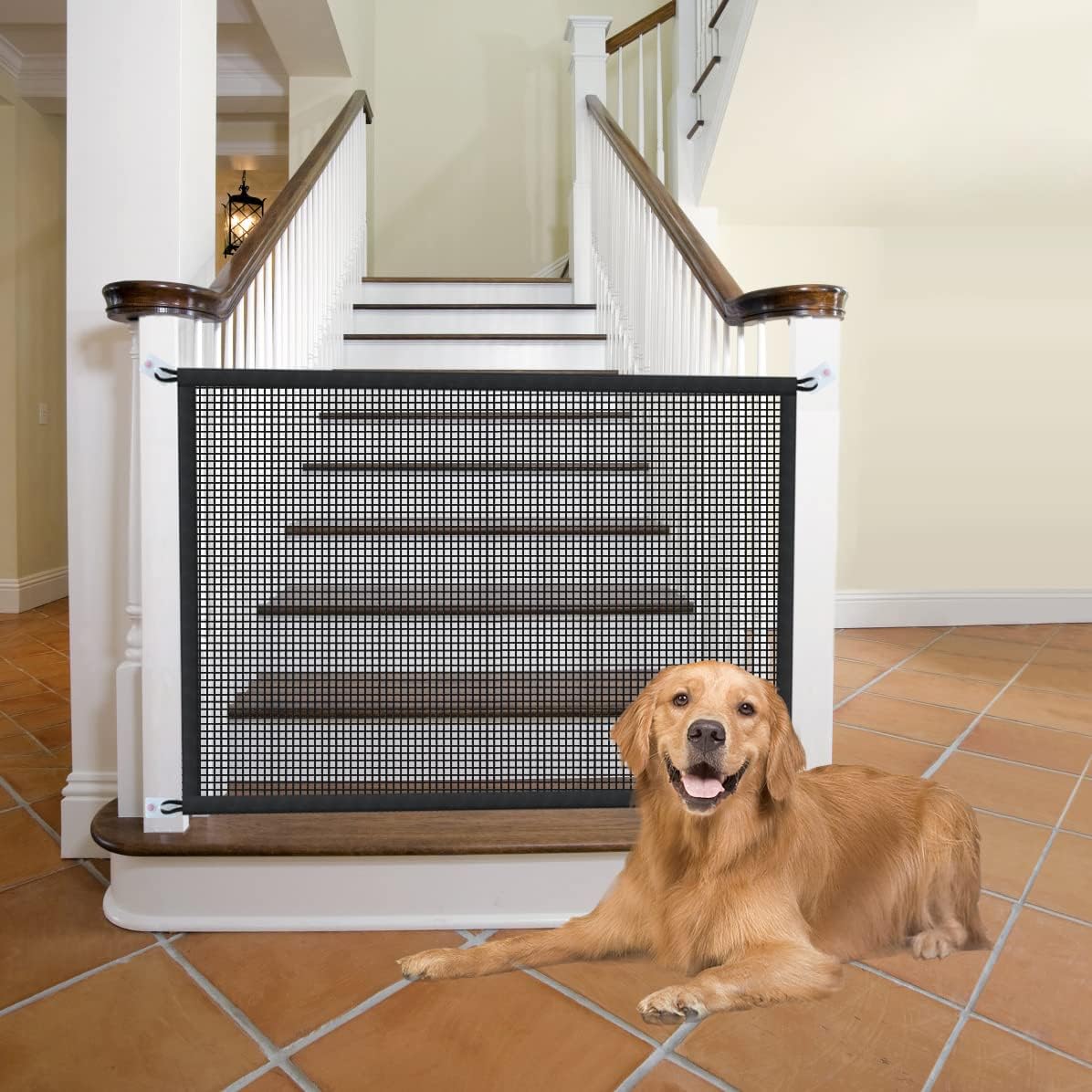 2-Pack Dog Gate For Stairs Pet Gates For The House: Dogs Screen Mesh Gate For Doorways Stairways Indoor Safety 29 Inch Tall, 34 Inch Wide