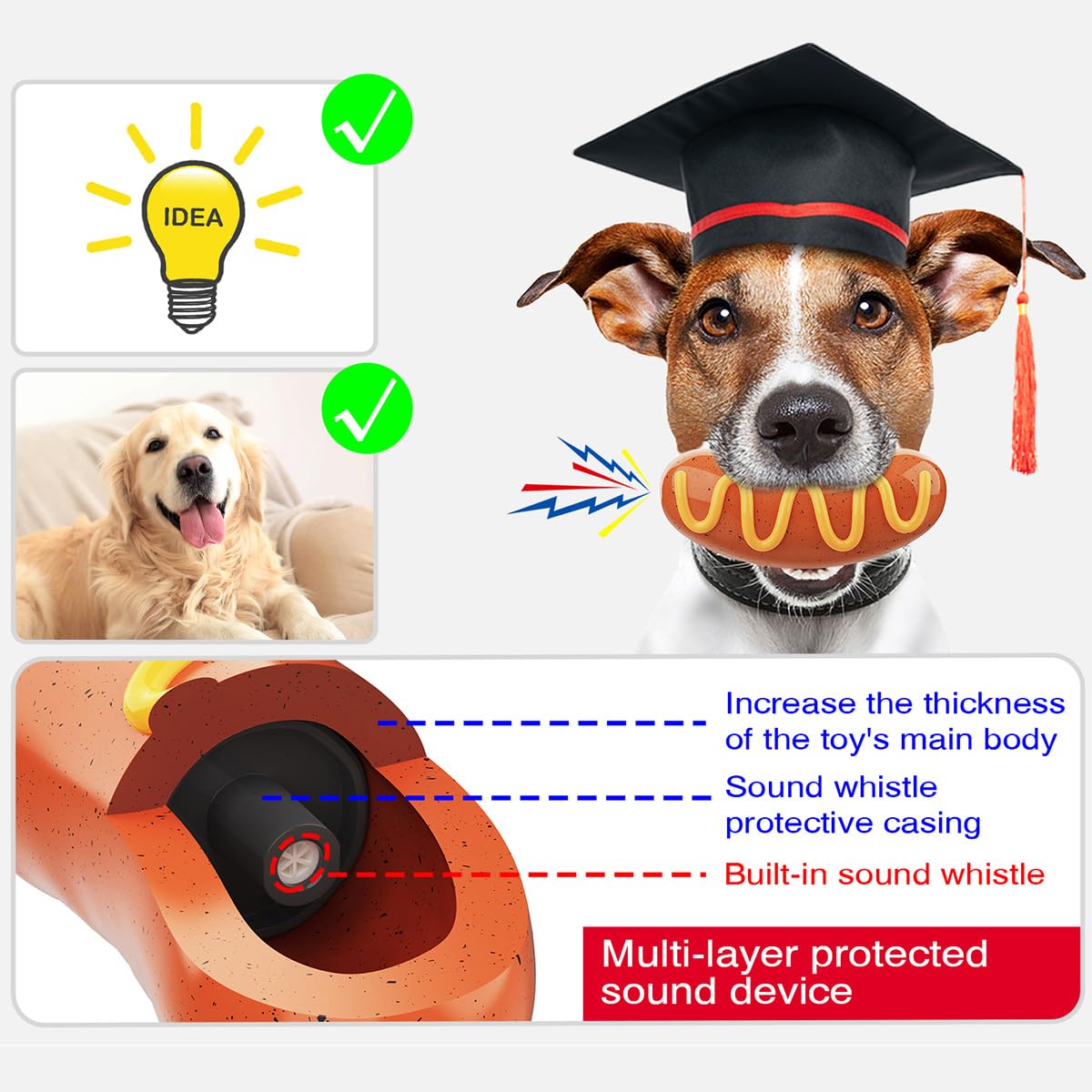 Luantianpai Dog Chew Toys For Aggressive Chewers Indestructible Durable Tough Squeaky Funny Dog Teething Toy For Medium Large Br