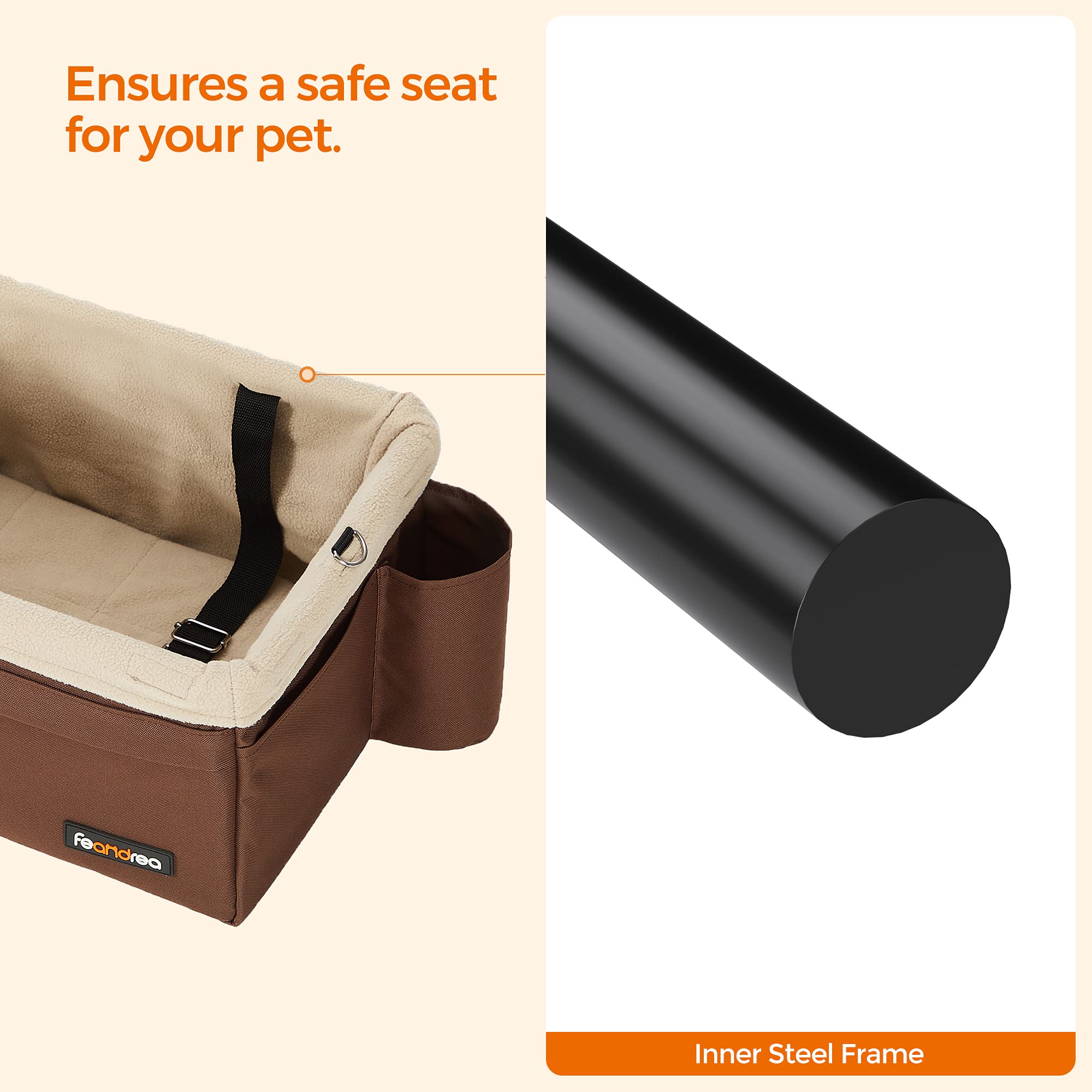 Feandrea Dog Car Seat, Pet Booster Seat for Small Dogs up to 18 lb, with Adjustable Straps, Removable Washable Fleece Liner, 4 P
