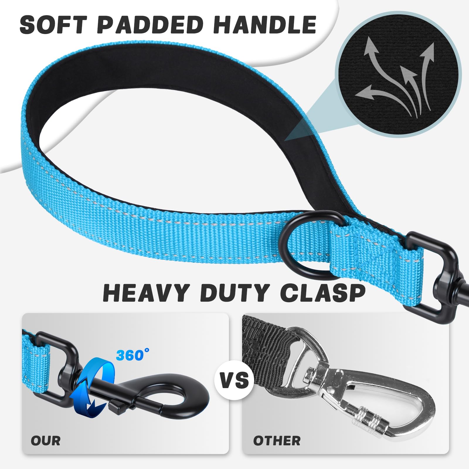 Chenedy Dog Leash, Short Dog Leash, 24 Inch, Black