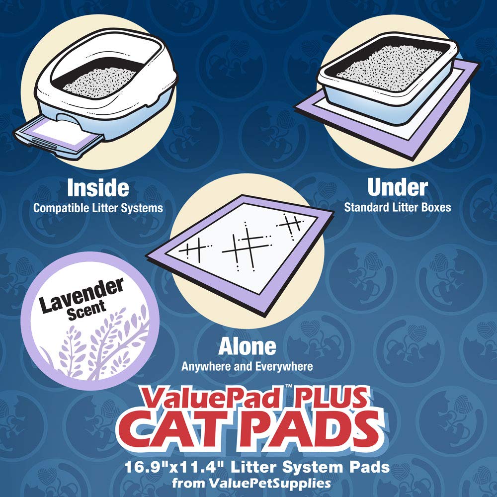 ValuePad Plus Cat Litter Pads, 16.9x11.4 Inch, Lavender Scent, 100 Count - Breeze Compatible Refills - Quick-Dry, Super Absorben