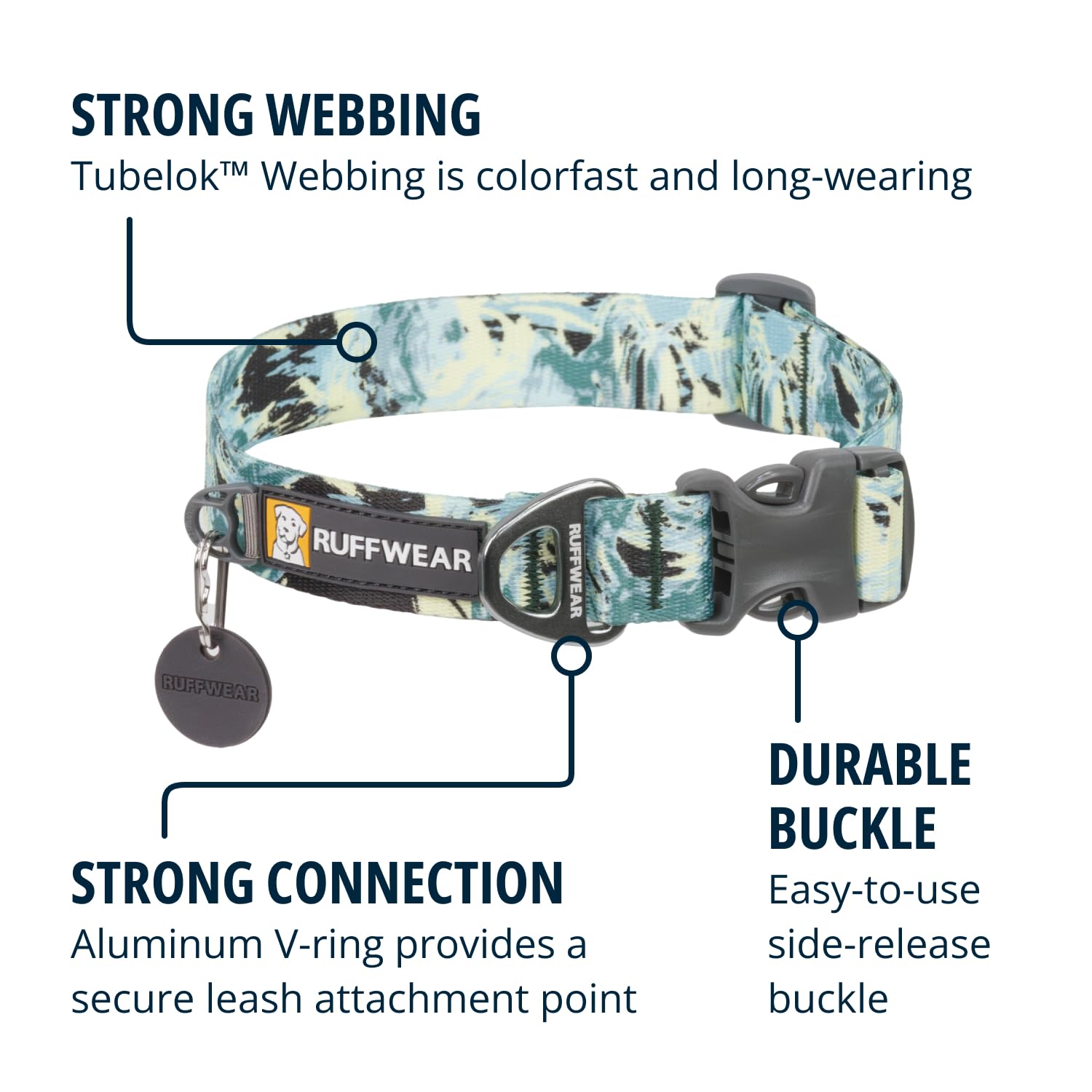 Ruffwear, Front Range Dog Collar, Durable And Comfortable Collar For Everyday Use, Sweeping Sage, 14''-20''