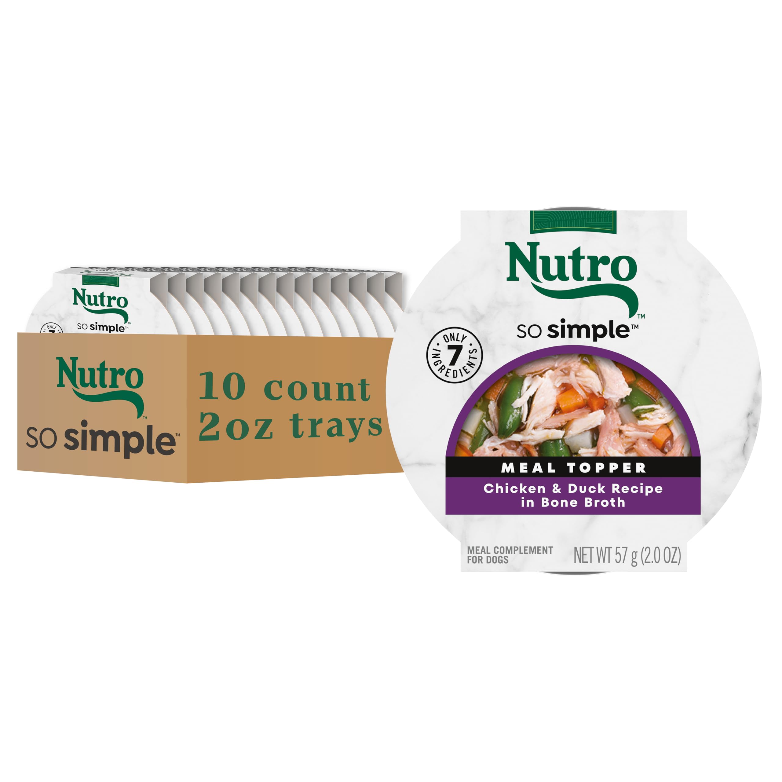 Nutro So Simple Wet Dog Meal Complement Chicken & Duck Recipe in Bone Broth, 2 oz Trays (10 Count, Pack of 1)