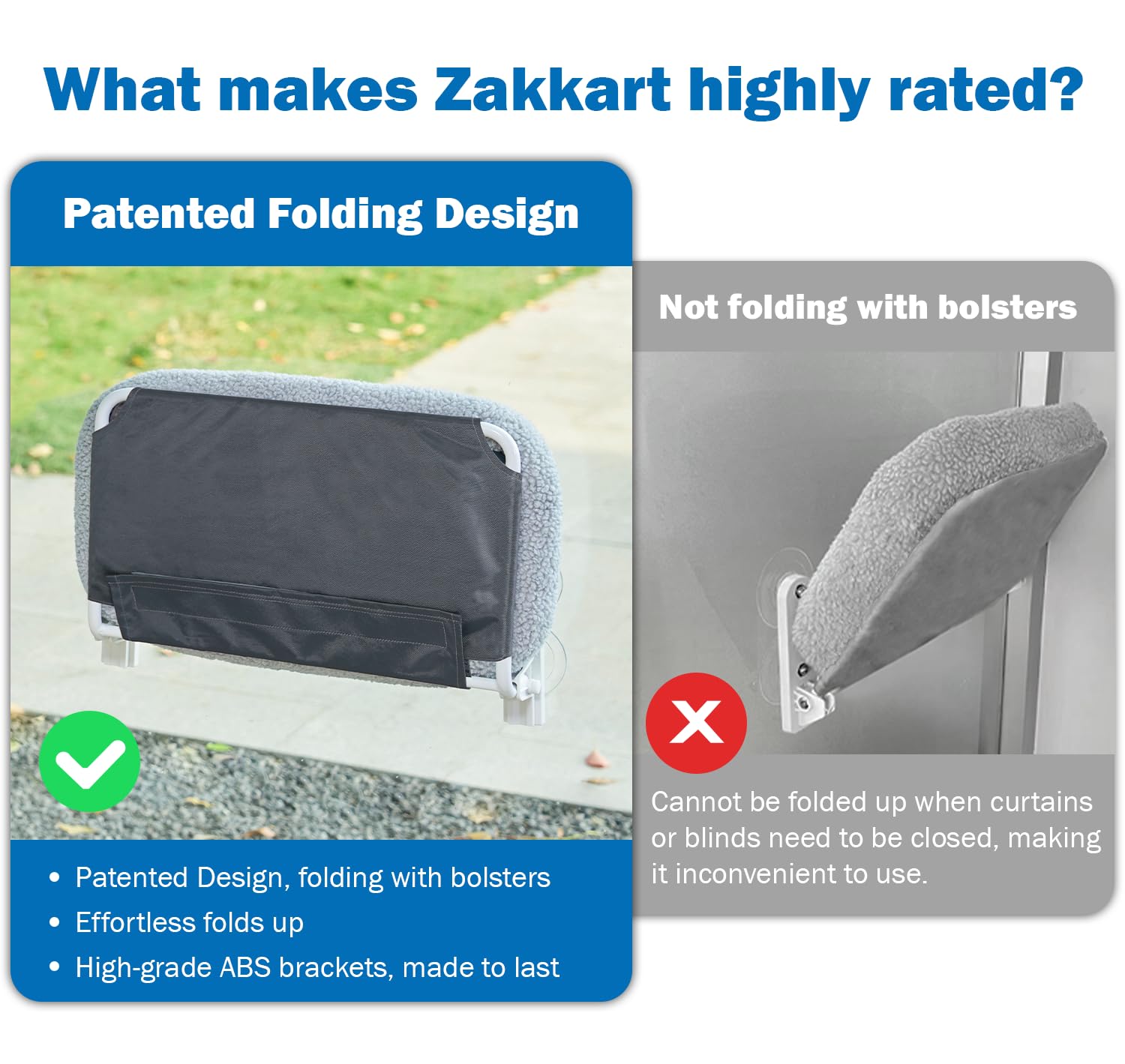 Zakkart Foldable Cat Hammock - Large, Brown Sherpa Bed, Cordless, Machine Washable, Robust Metal Frame & ABS Brackets