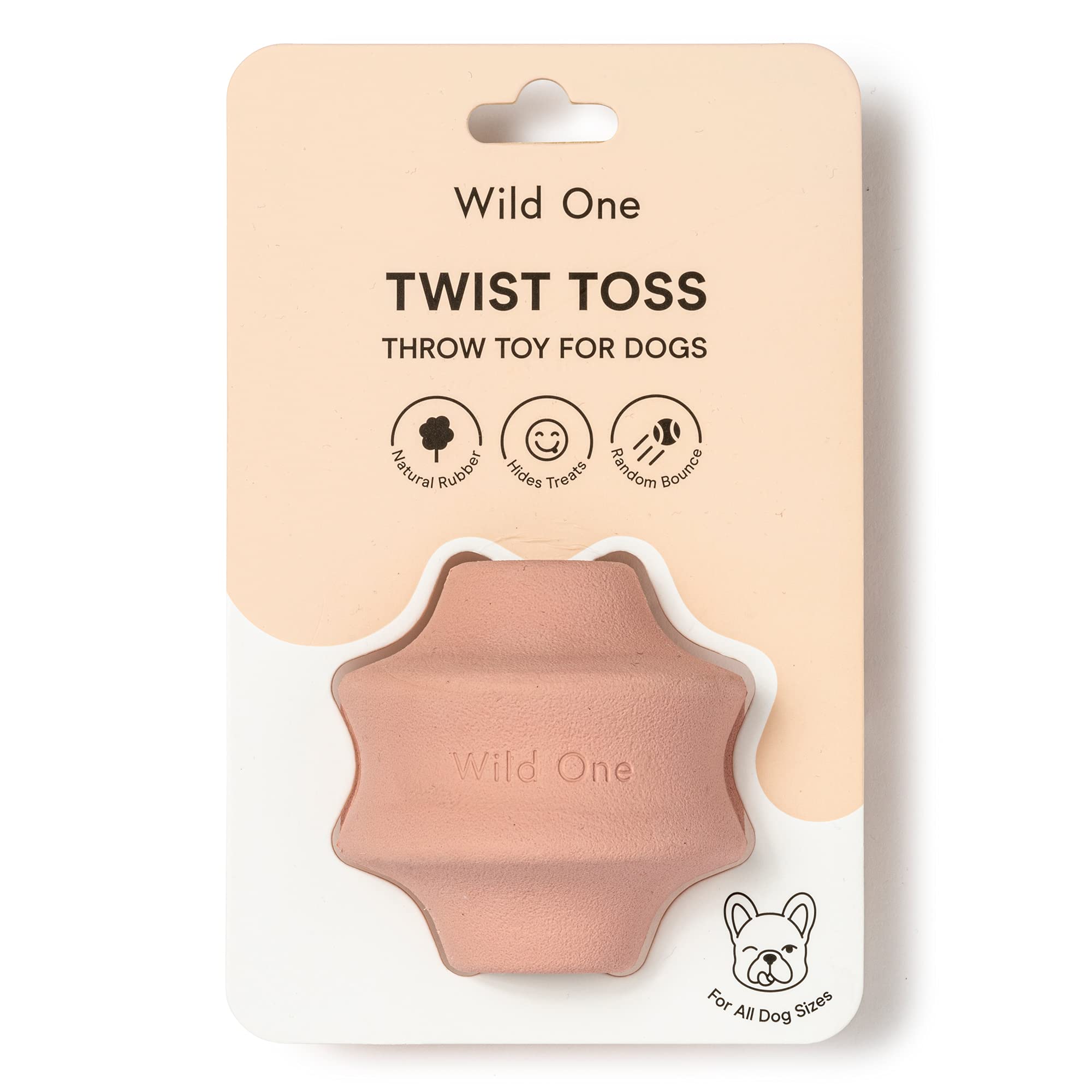 Wild One Twist Toss Dog Toy 100% Natural Rubber, Fun to Chew, Durable for Average Chewers, Fetch Toy, Treat Dispensing Pink