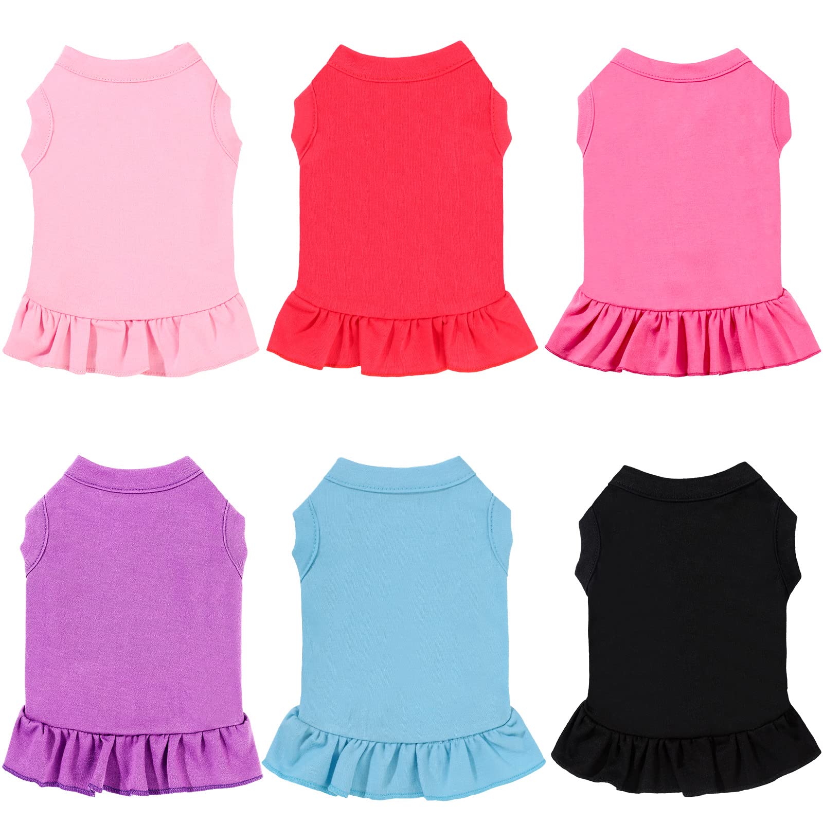 6 Pieces Dog Dresses Dog Shirt Skirt Dog Sleeveless Dress Breathable Pet Shirts With Ruffles Dog Sundress Dog Outfits For Dogs And Cats (Cute Style, L Size)