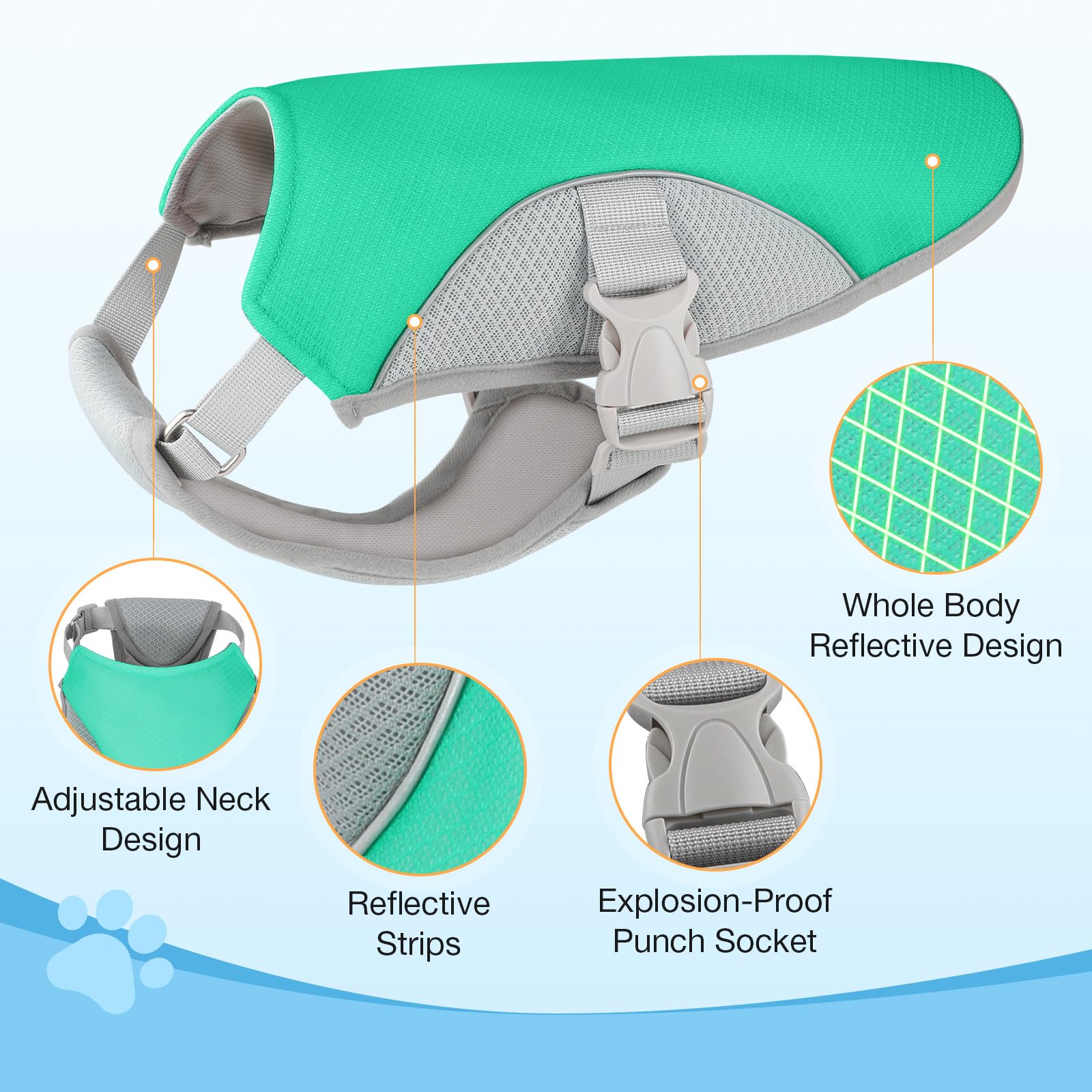 Dog Cooling Vest Harness Uv Protection Pet Cooler Jacket With Adjustable Buckle For Summer Beach And Hiking Green-Small