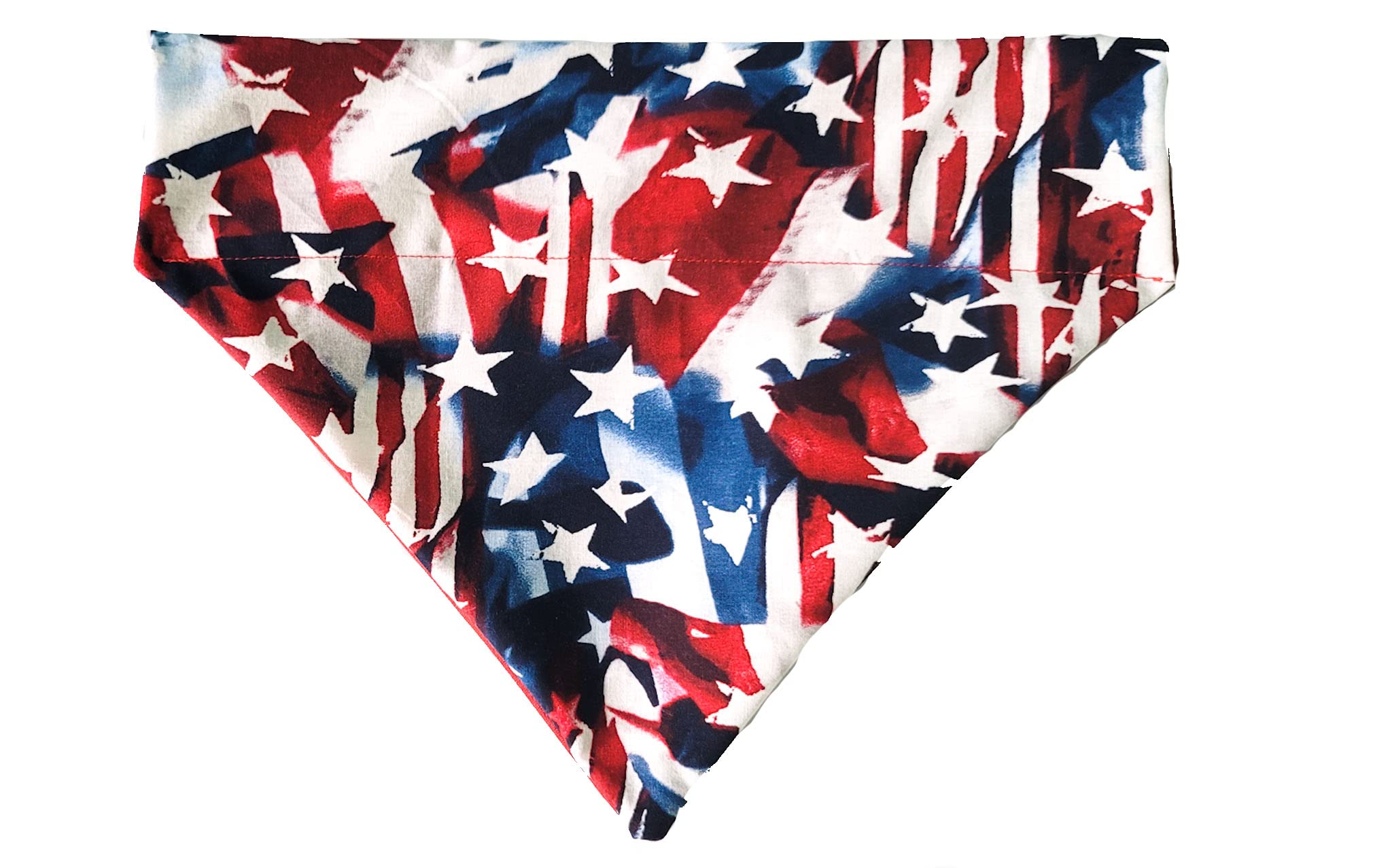 Red White And Blue Stars And Stripes Over The Collar Dog Bandana That Slips Onto Your Dogs Existing Collar Size (Small)