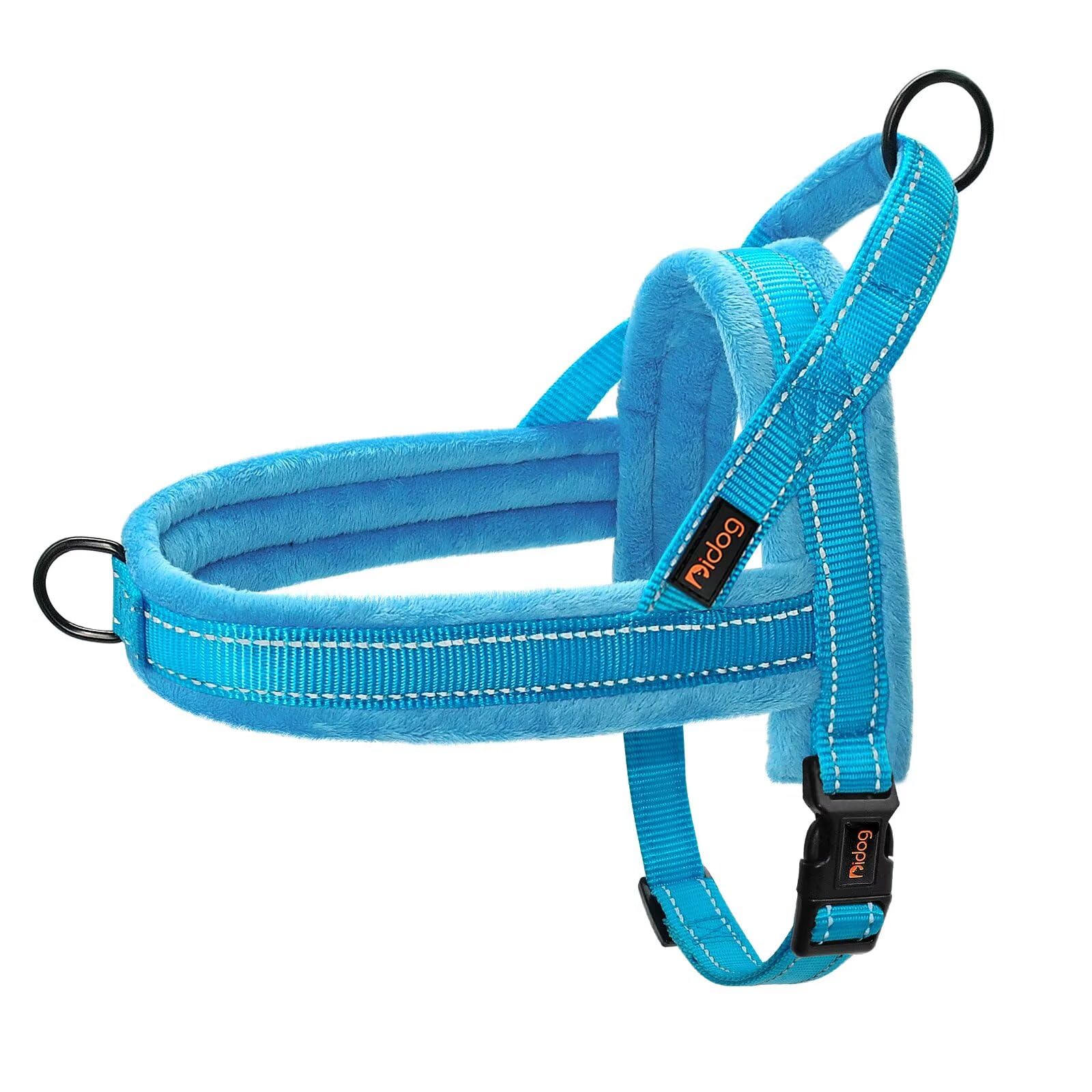 Didog Soft Flannel Padded Dog Vests Harness,Escape Proof/Quick Fit Reflective Dog Strap Harness,Easy For Training Walking,Blue X