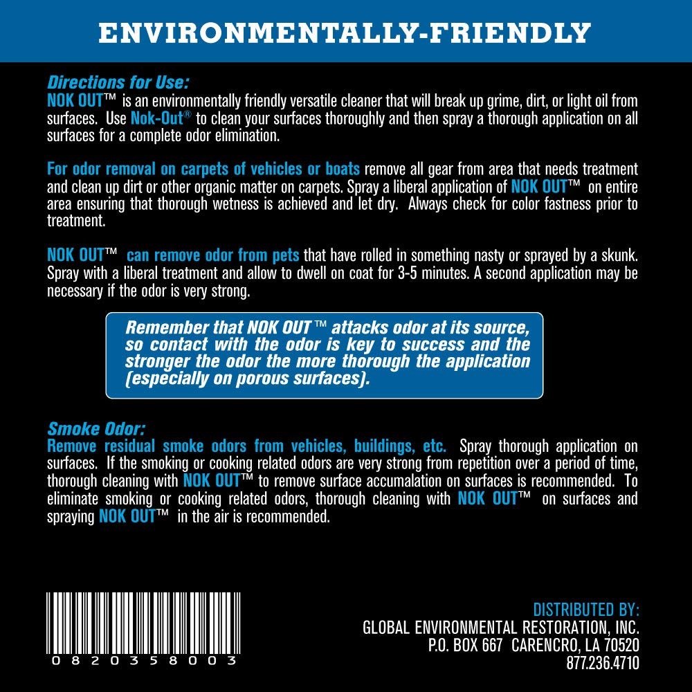 NOK OUT Pet Deodorizer & Cleaning Spray, 32 Fl Oz, Odor Remover, White, Model 08203-58003