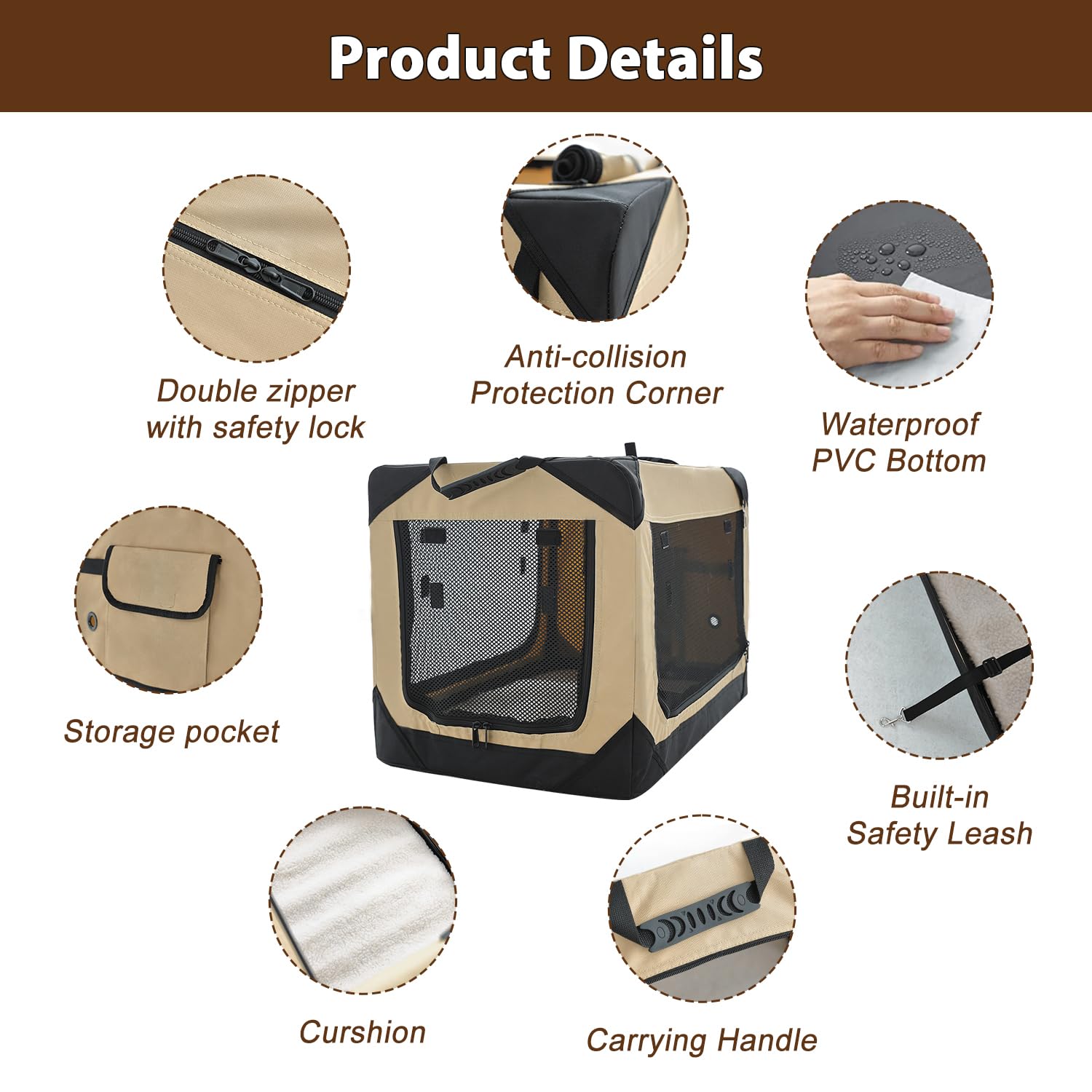 Garnpet Soft Dog Crate For Medium Dogs, 4-Door Foldable Collapsible Dog Crate With Soft Sides, Indoor & Outdoor Travel Dog Kenne
