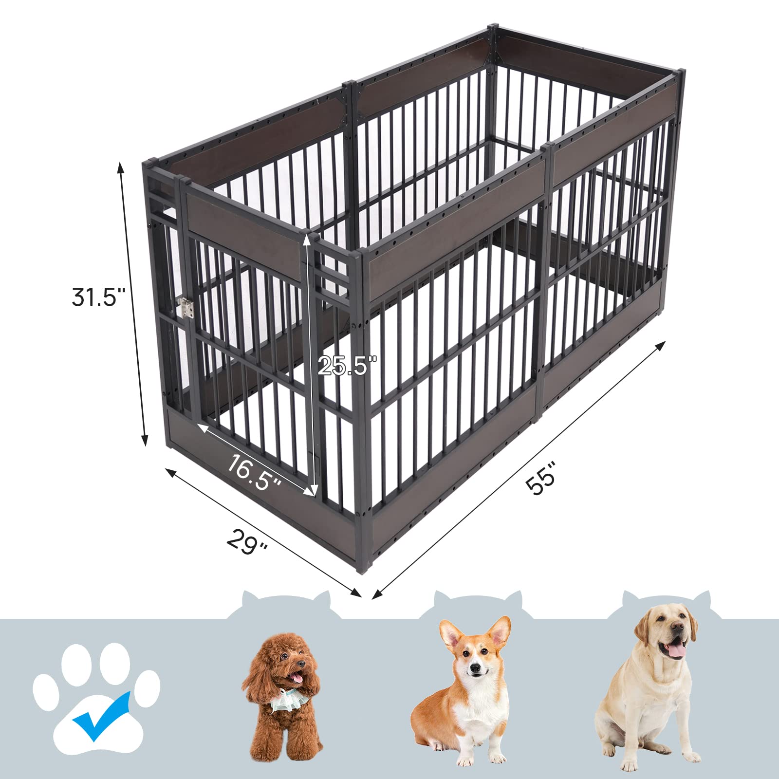 RYpetmia Dog Playpen, 31.5" Heavy Duty Metal Indoor Puppy Pen, Safe and Sturdy, Black