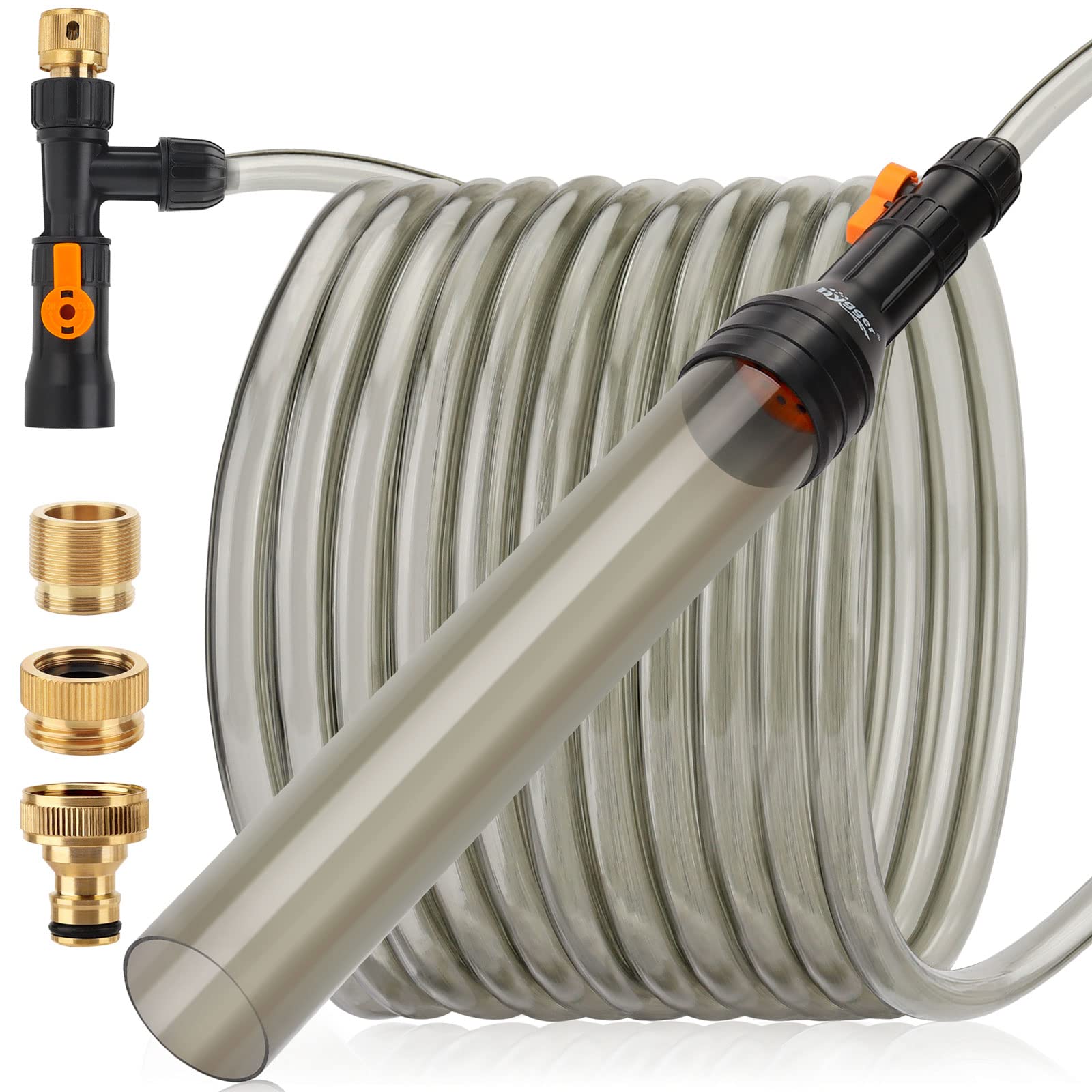 Hygger Upgrade Aquarium Water Changer Kit, Semi-Automatic Fish Tank Gravel Cleaner, With 49 Ft Water Hose, Flow Control Valve