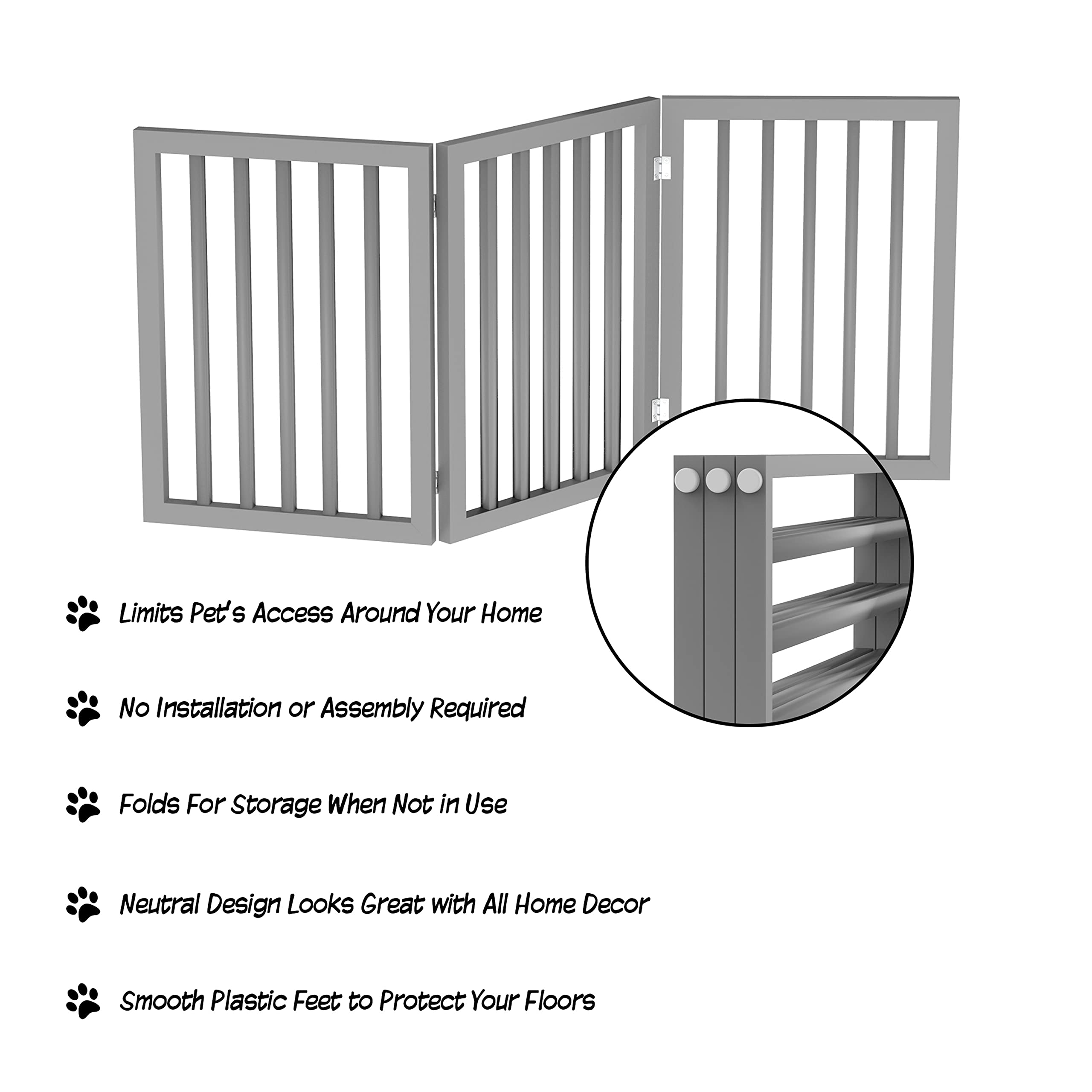 Petmaker Indoor Pet Gate - 3-Panel Folding Dog Gate For Stairs Or Doorways - 54X24-Inch Freestanding Pet Fence For Cats And Dogs