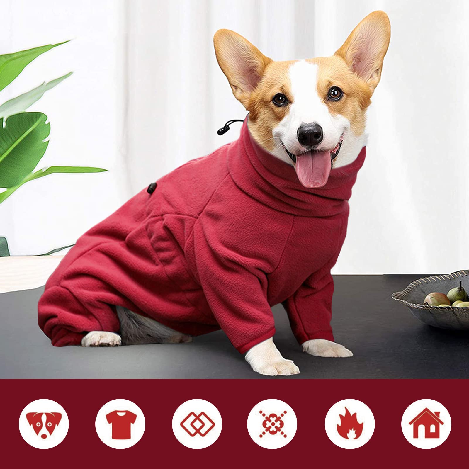 Rozkitch Dog Winter Coat Soft Fleece Pullover Pajamas, Pet Windproof Warm Cold Weather Jacket Vest Cozy Jumpsuit Apparel Outfit