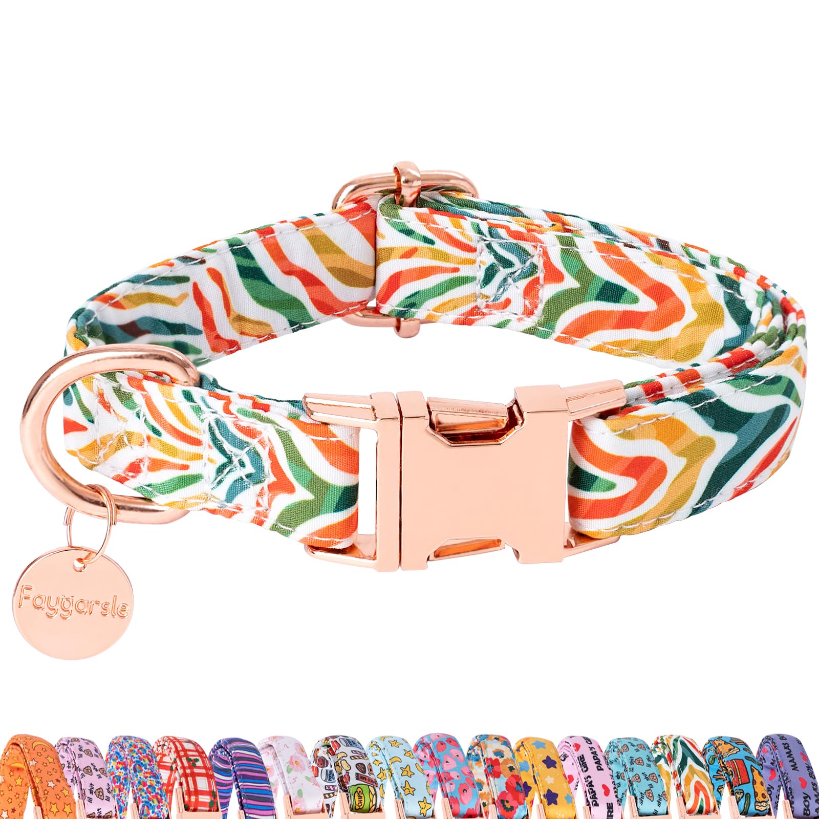 Faygarsle Multicolor Pattern Dog Collar For Small Medium Large Dogs Cute Puppy Collars For Female Dogs For Summer Spring Wedding